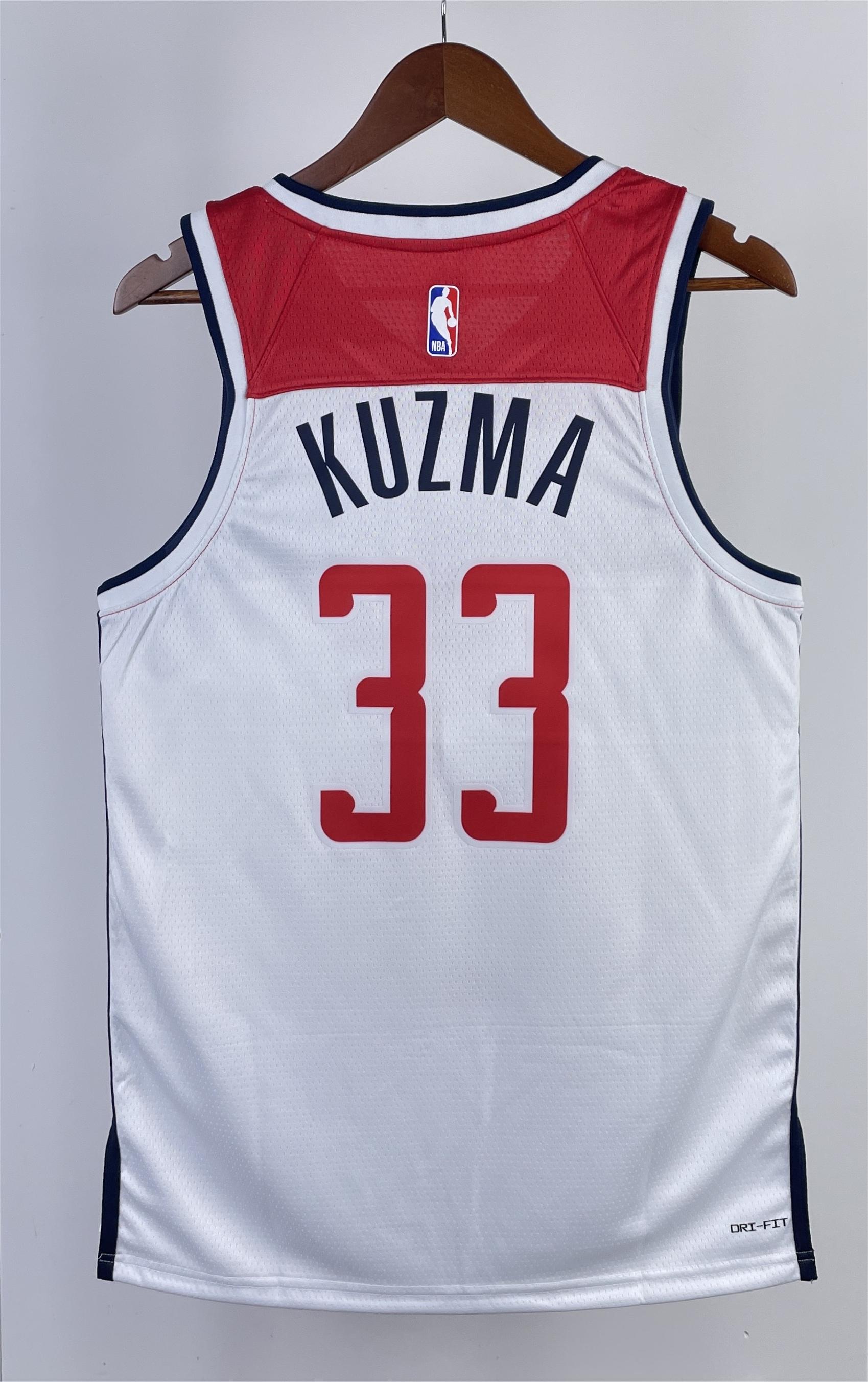 NBA Men 2023 Washington Wizards White #33 KUZMA Jersey High Quality Name and Number Print - leoleo123123