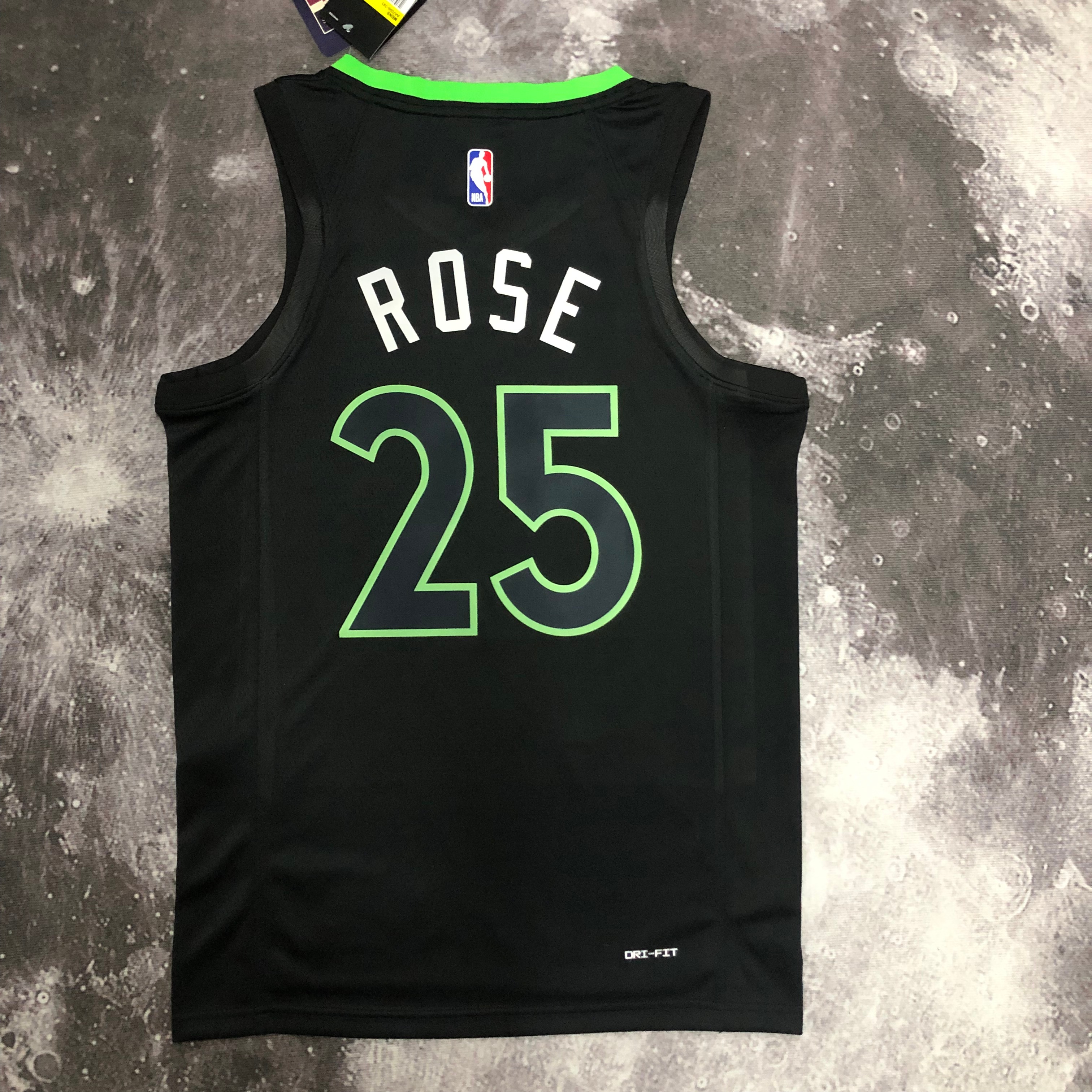 NBA Men Season 2023 Minnesota Timberwolves Black with Jordan Logo #25 ROSE Jersey High Quality Name and Number Print - leoleo123123