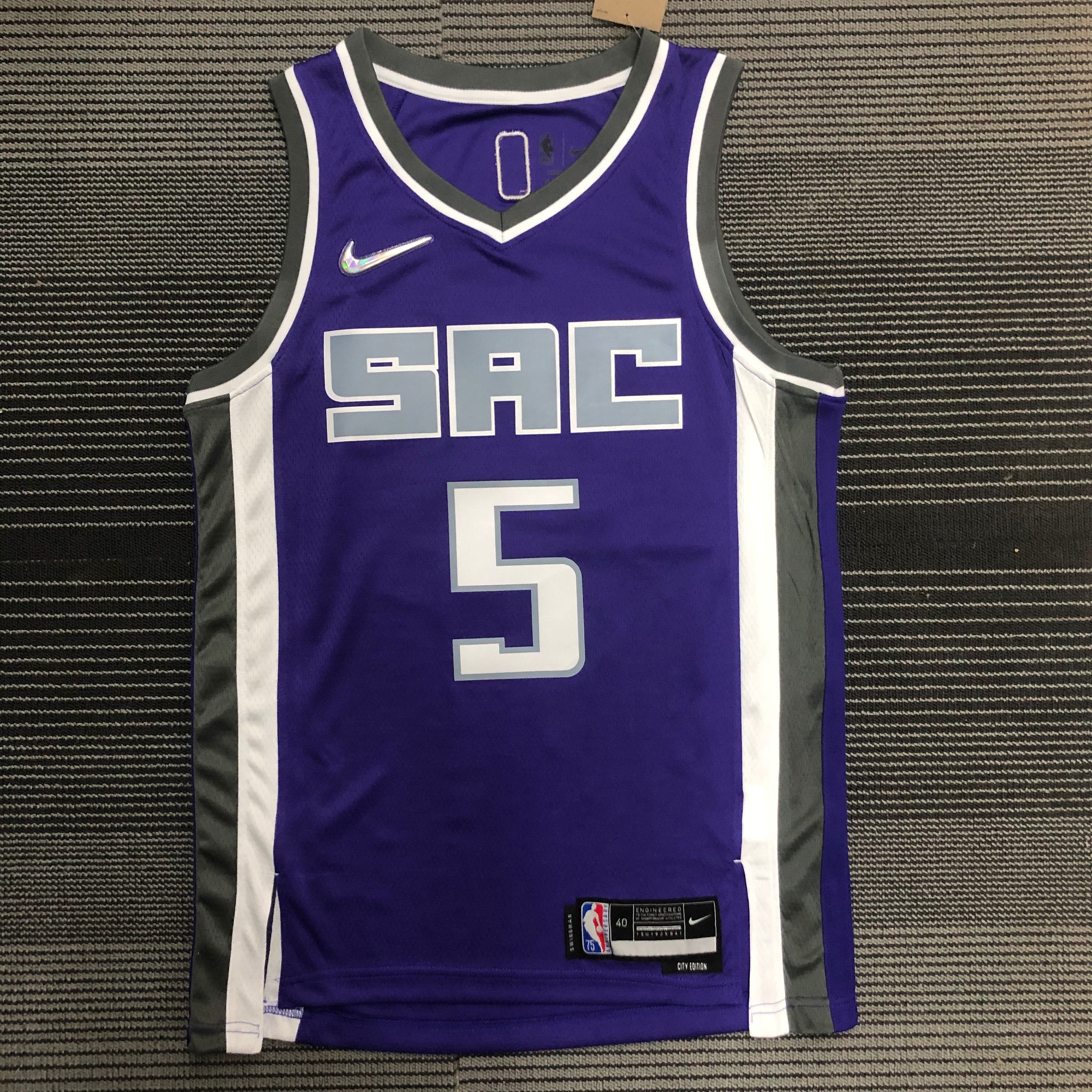 NBA 75th Anniversary Sacramento Kings Purple #5 FOX Jersey High Quality Name and Number Print - leoleo123123