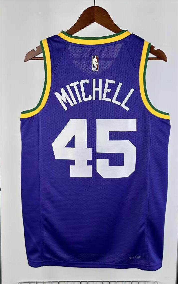 NBA 2024 Men Utah Jazz Purple #45 MITCHELL Jersey High Quality Name and Number Print - leoleo123123