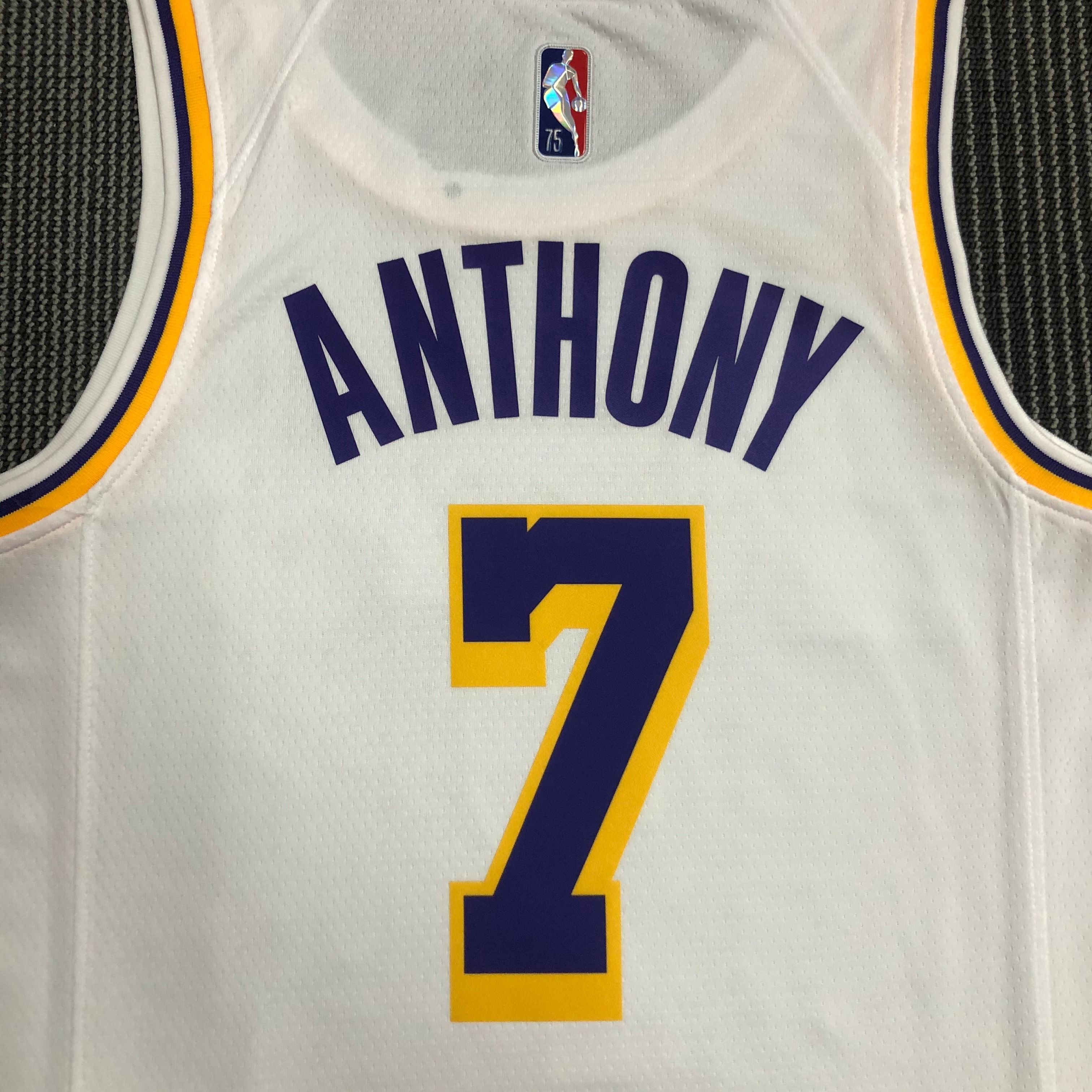 NBA 75th Anniversary Los Angeles Lakers White Round Neck #7 ANTHONY Jersey High Quality Name and Number Print - leoleo123123