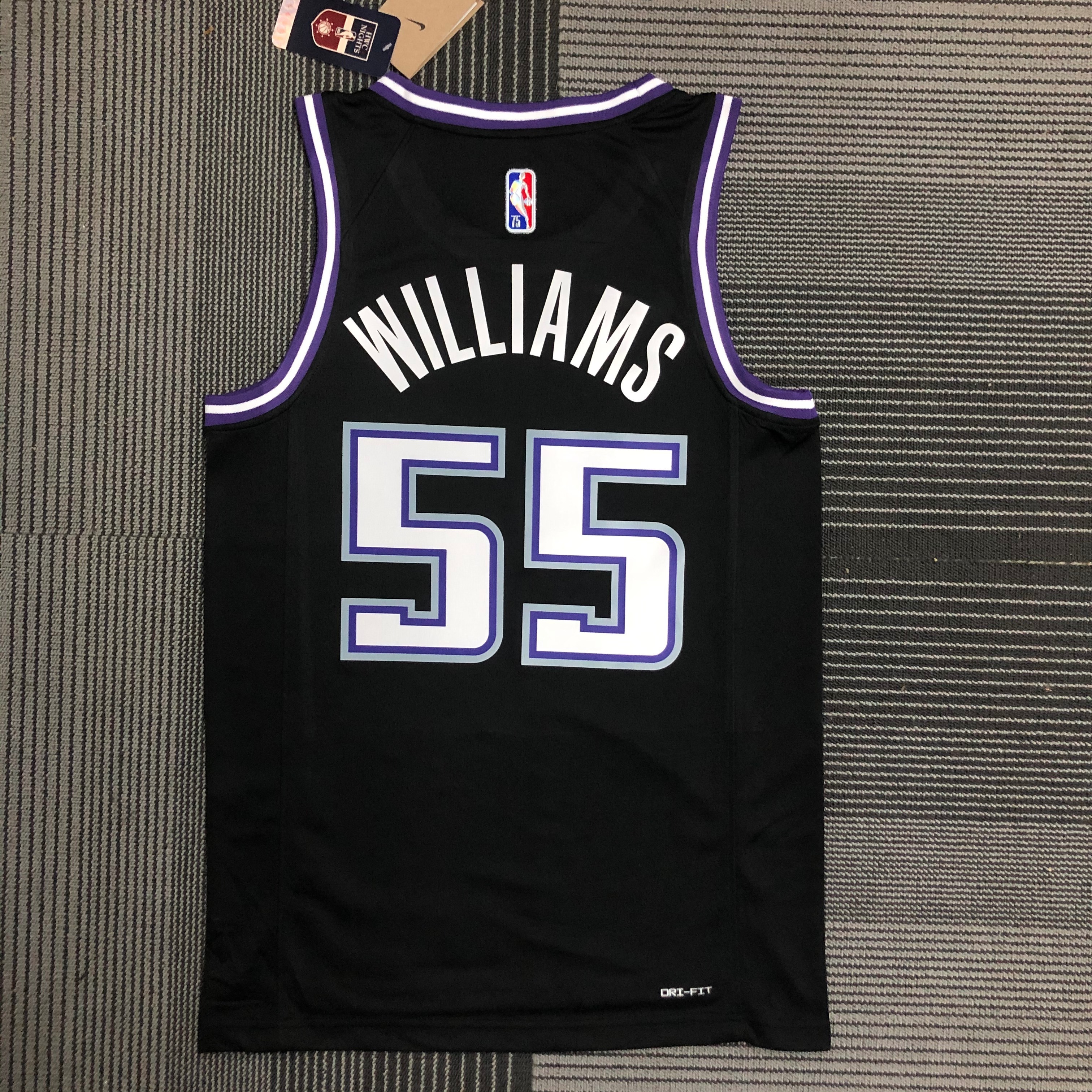 NBA 75th Anniversary Season 2022 Sacramento Kings Black #55 WILLAMS Jersey High Quality Name and Number Print - leoleo123123
