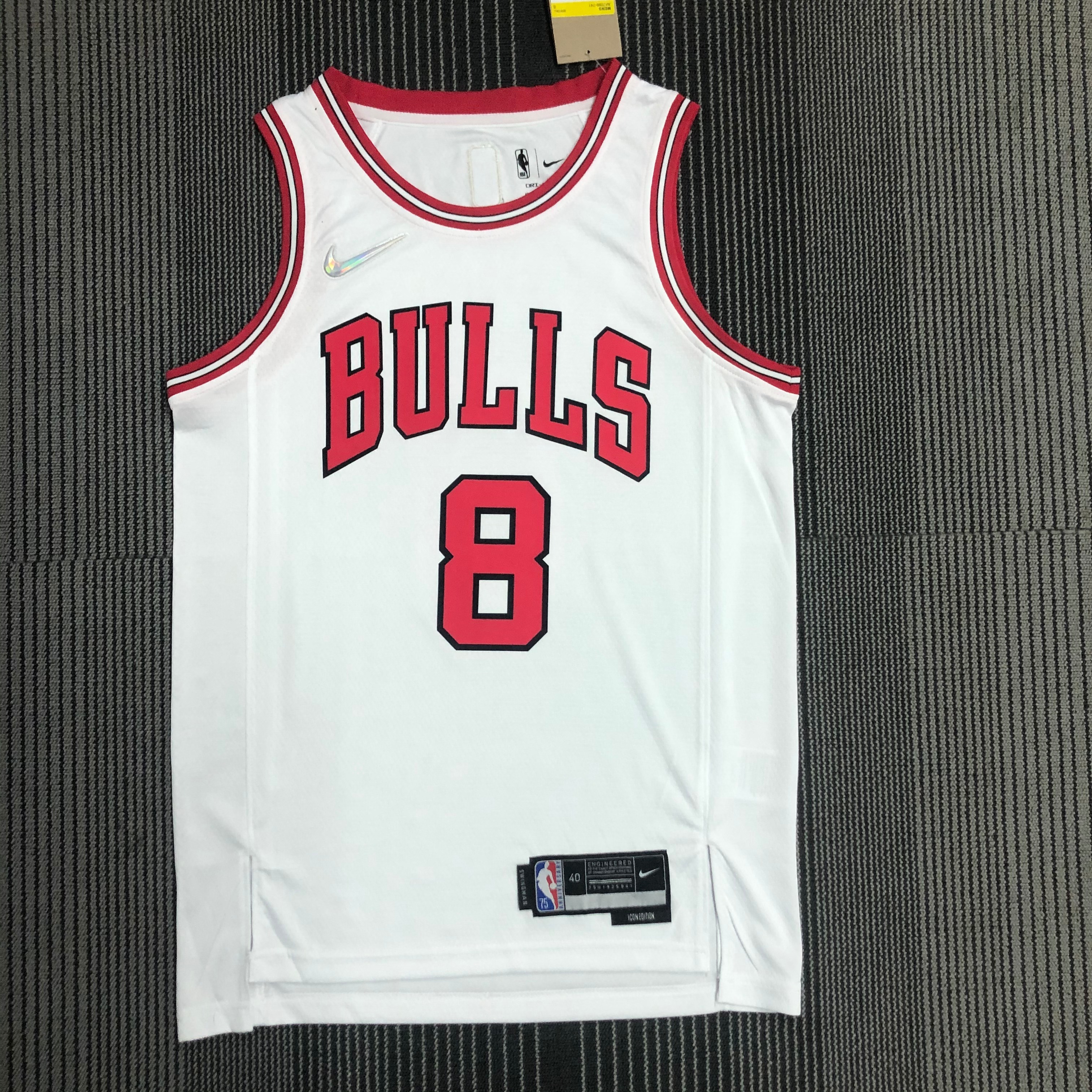 NBA Men 75th Anniversary Chicago Bulls White #8 LAVINE Jersey High Quality Name and Number Print - leoleo123123
