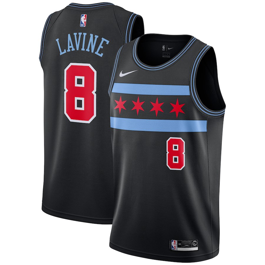 NBA Men Chicago Bulls Black City #8 LAVINE Jersey High Quality Name and Number Print - leoleo123123