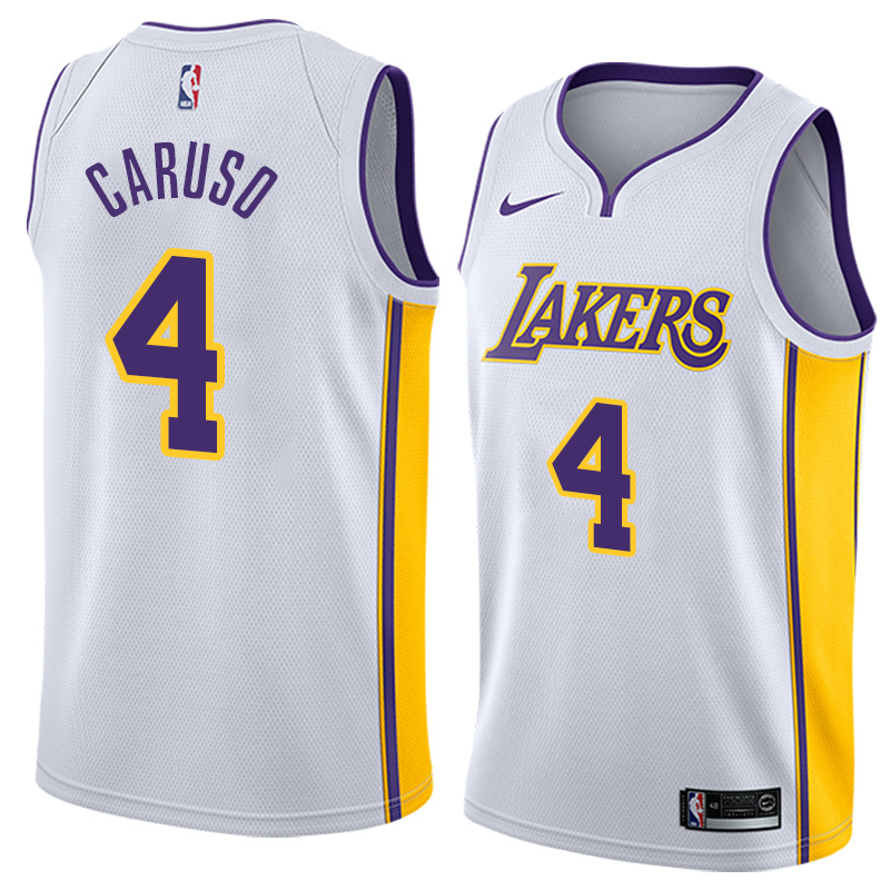 NBA Men Los Angeles Lakers #4 CARUSO White V-neck Jersey High Quality Name and Number Print - leoleo123123