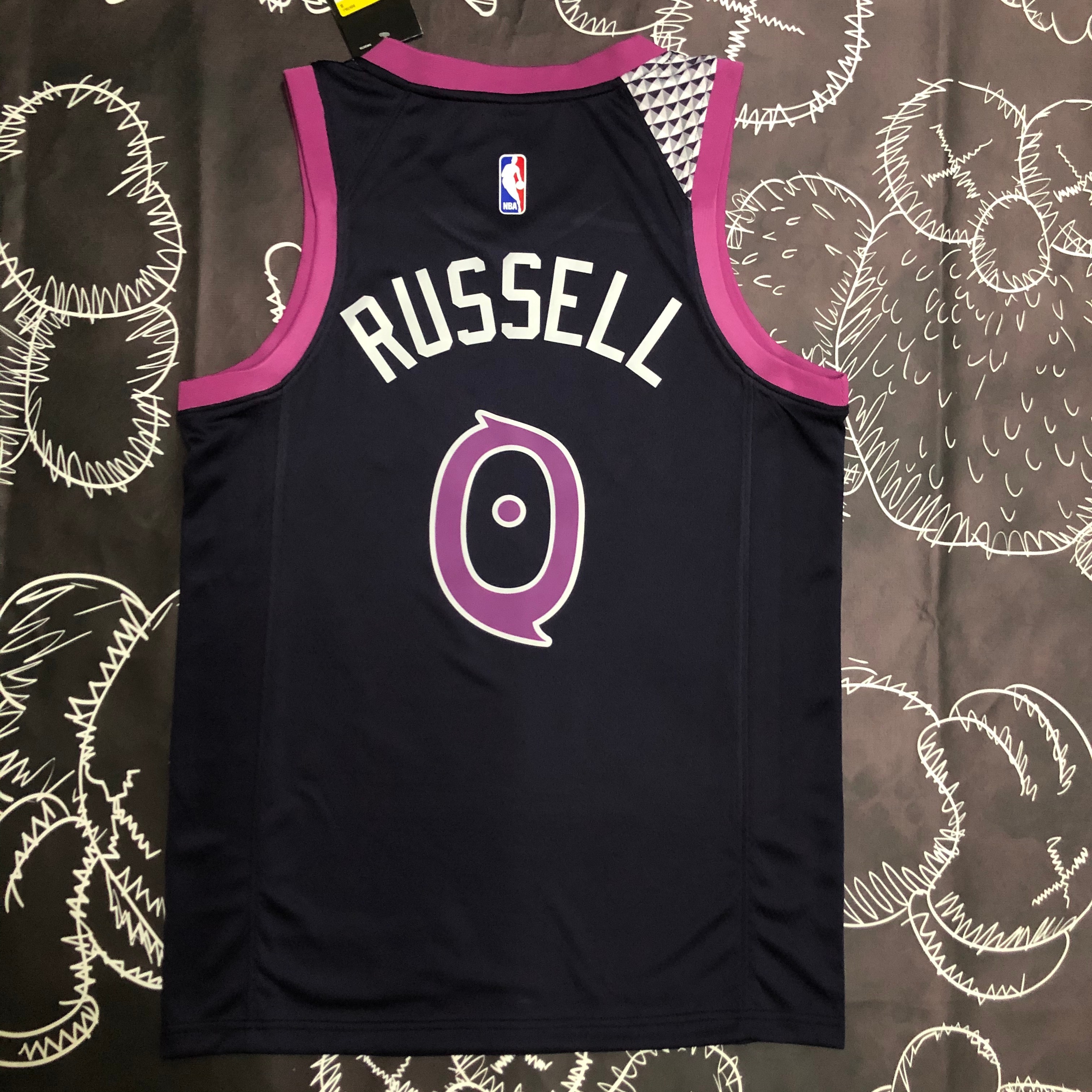 NBA Men Minnesota Timberwolves Black and Purple #0 RUSSELL Jersey High Quality Name and Number Print - leoleo123123