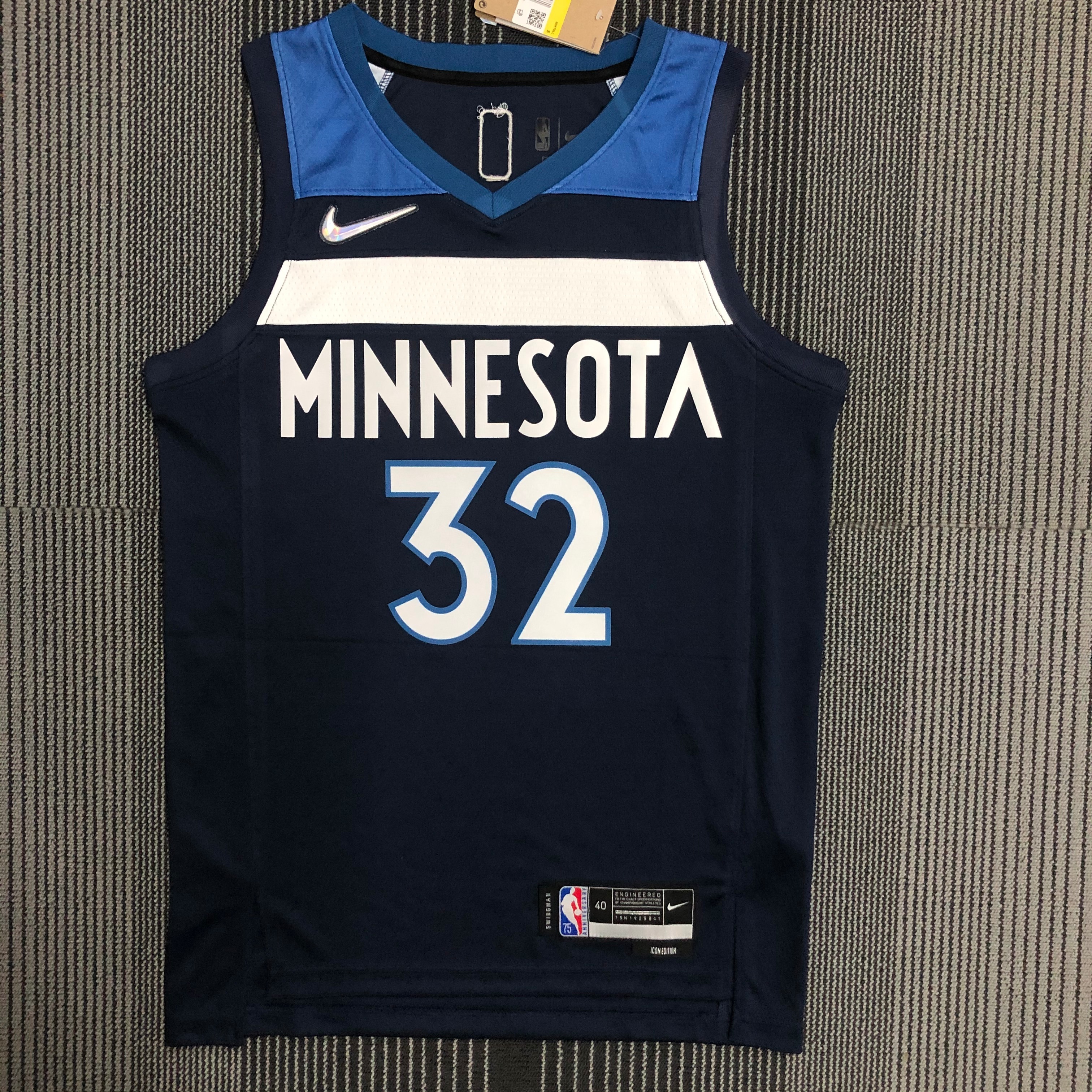 NBA Men 75th Anniversary Minnesota Timberwolves Dark Blue #32 TOWNS Jersey High Quality Name and Number Print - leoleo123123