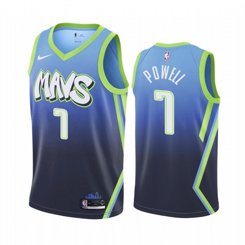 NBA Men Dallas Mavericks Gradient Blue #7 POWELL Jersey High Quality Name and Number Print - leoleo123123