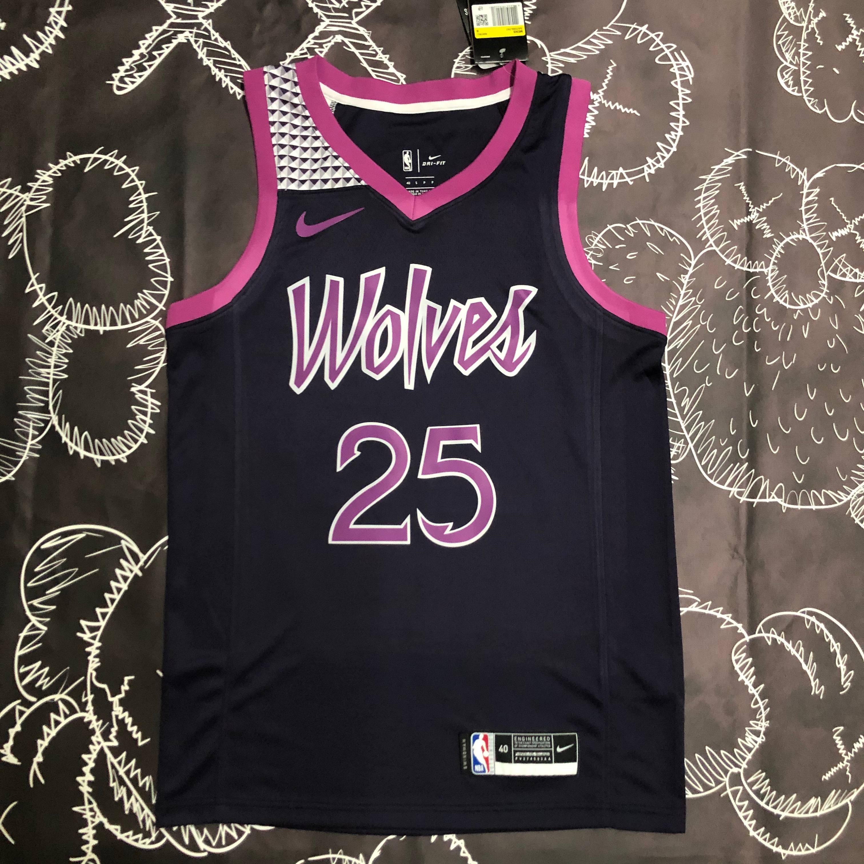 NBA Men Minnesota Timberwolves Black and Purple #25 ROSE Jersey High Quality Name and Number Print - leoleo123123