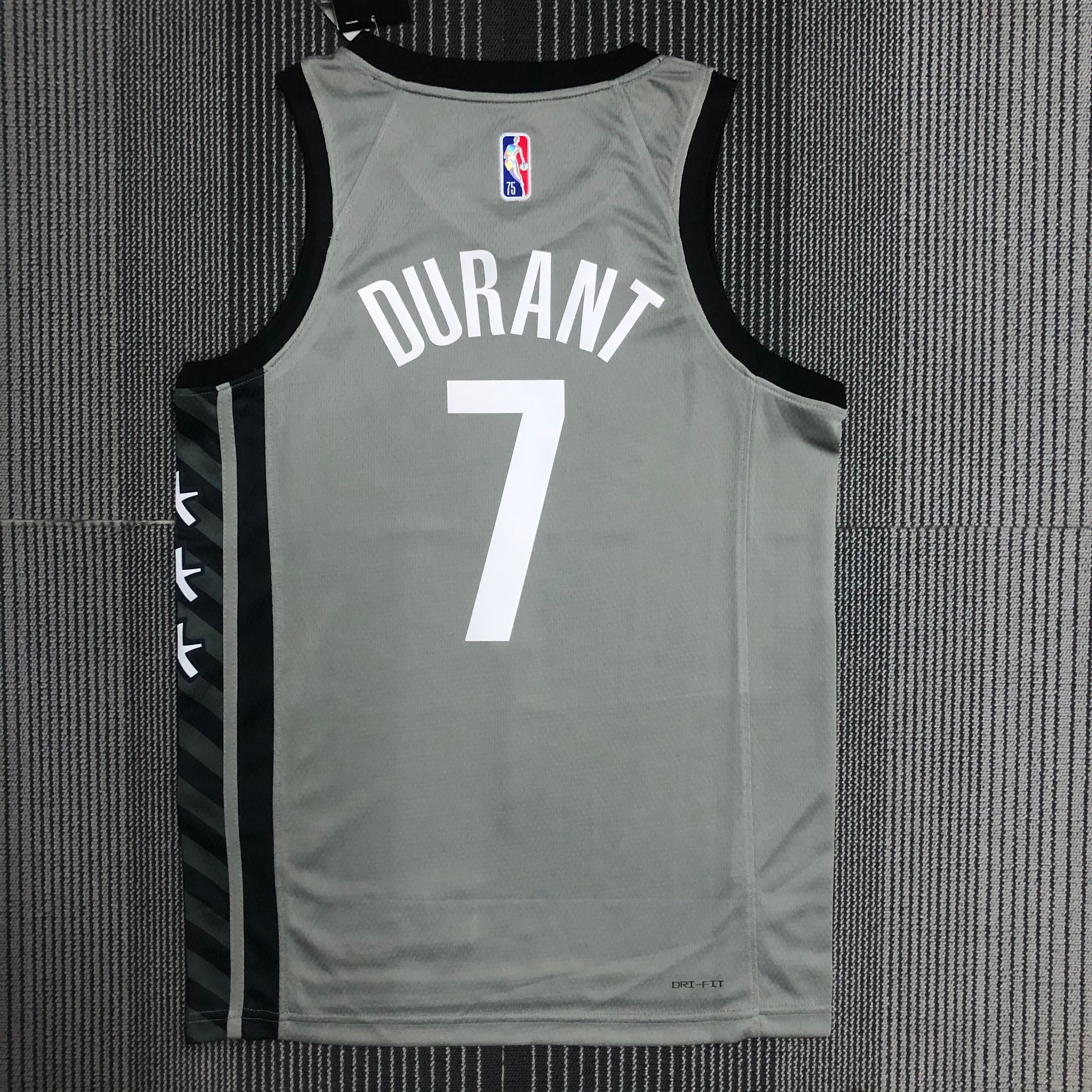 NBA Men 75th Anniversary Brooklyn Nets Grey with Jordan Logo #7 DURANTJersey High Quality Name and Number Print - leoleo123123