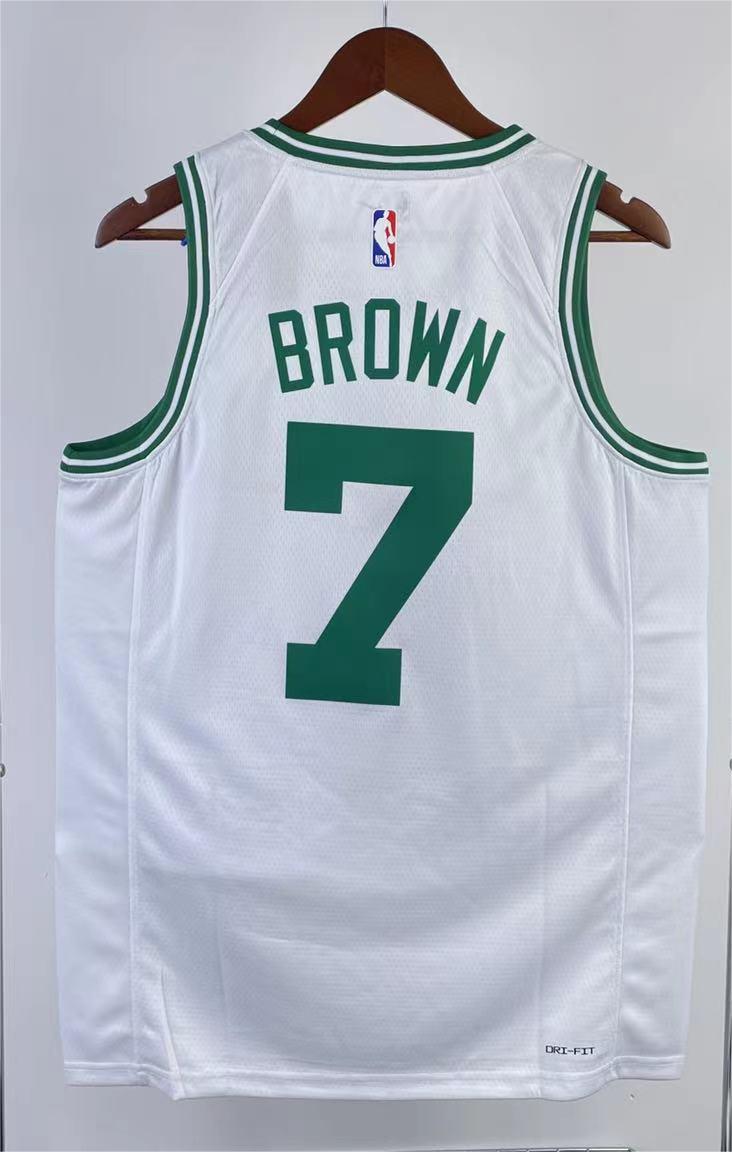 NBA Men Season 2023 Boston Celtics White #7 BROWN Jersey High Quality Name and Number Print - leoleo123123