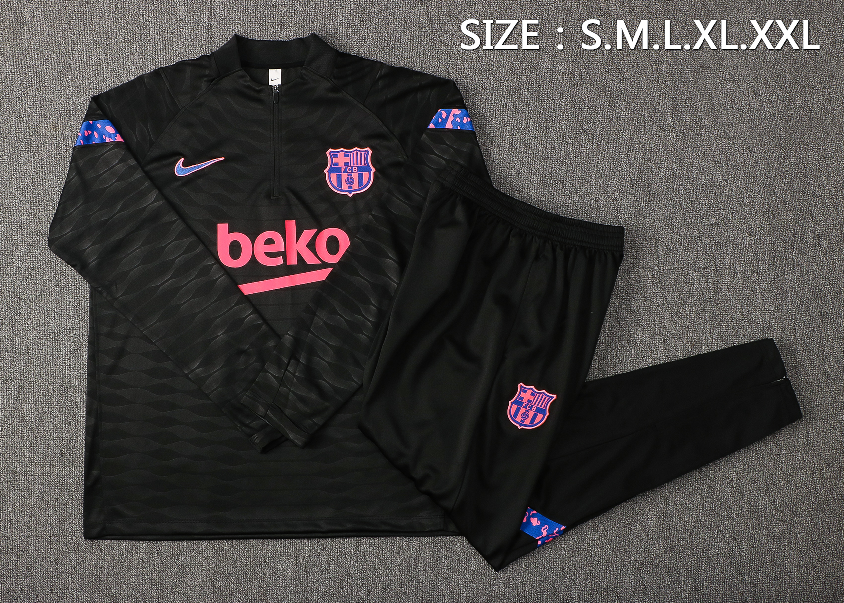 21-22 Barcelona Black Sweater Tracksuit Thai Quality - leoleo123123