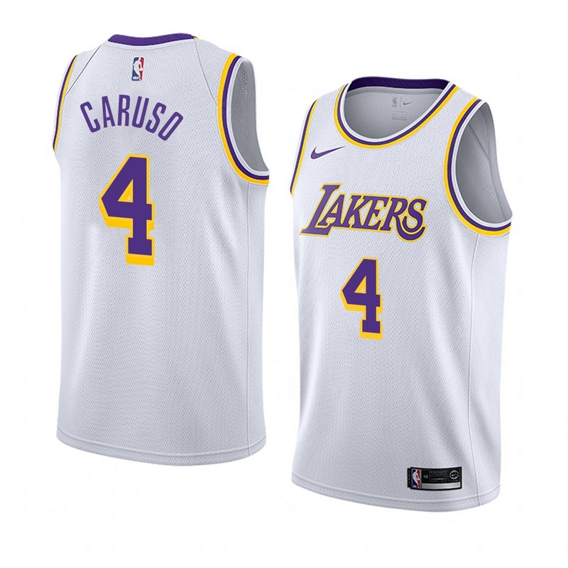 NBA Men Los Angeles Lakers #4 CARUSO Retro White Round Neck Jersey High Quality Name and Number Print - leoleo123123