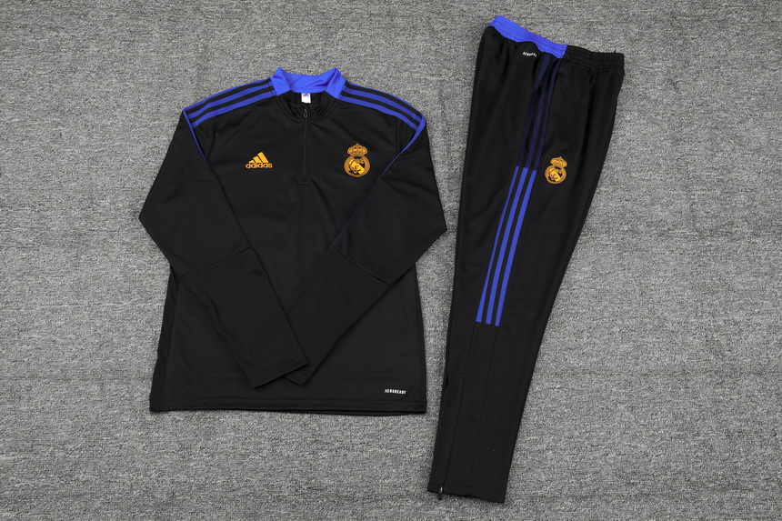 21/22 Real Madrid Kids Black Sweater Tracksuit Thai Quality - leoleo123123