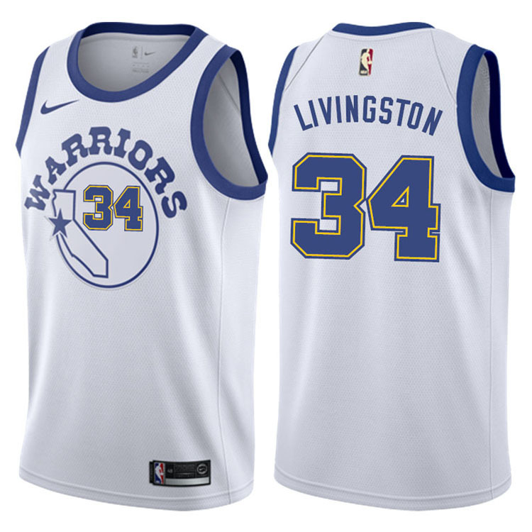 NBA Men Golden State Warriors Retro White #34 LIVINGSTON Jersey High Quality Name and Number Print - leoleo123123