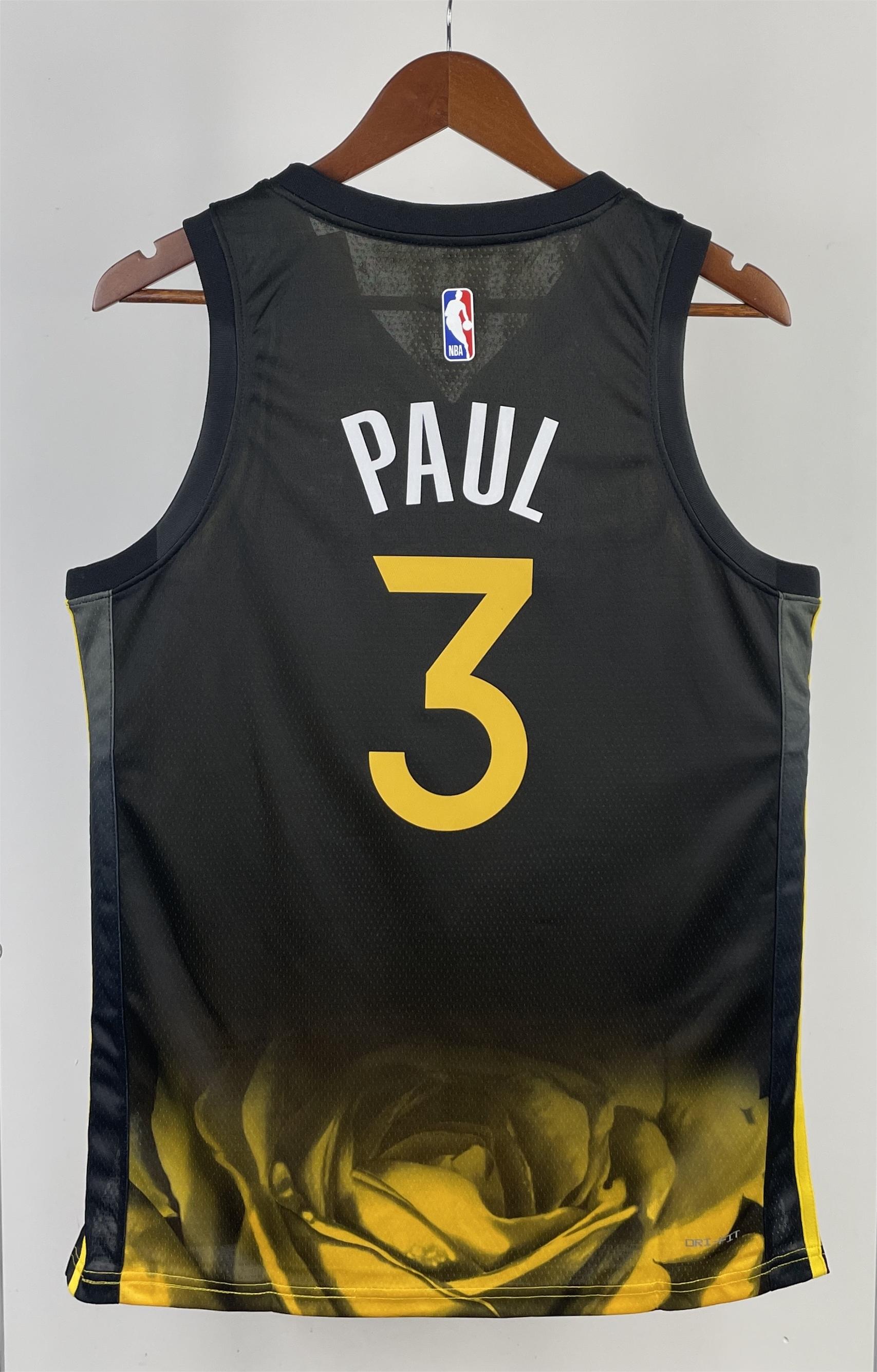 NBA Men Season 2023 Golden State Warriors Black #3 PAUL Jersey High Quality Name and Number Print - leoleo123123