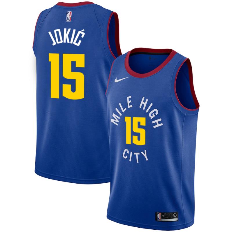 NBA Men Denver Nuggets Blue City #15 JOKIC Jersey High Quality Name and Number Print - leoleo123123