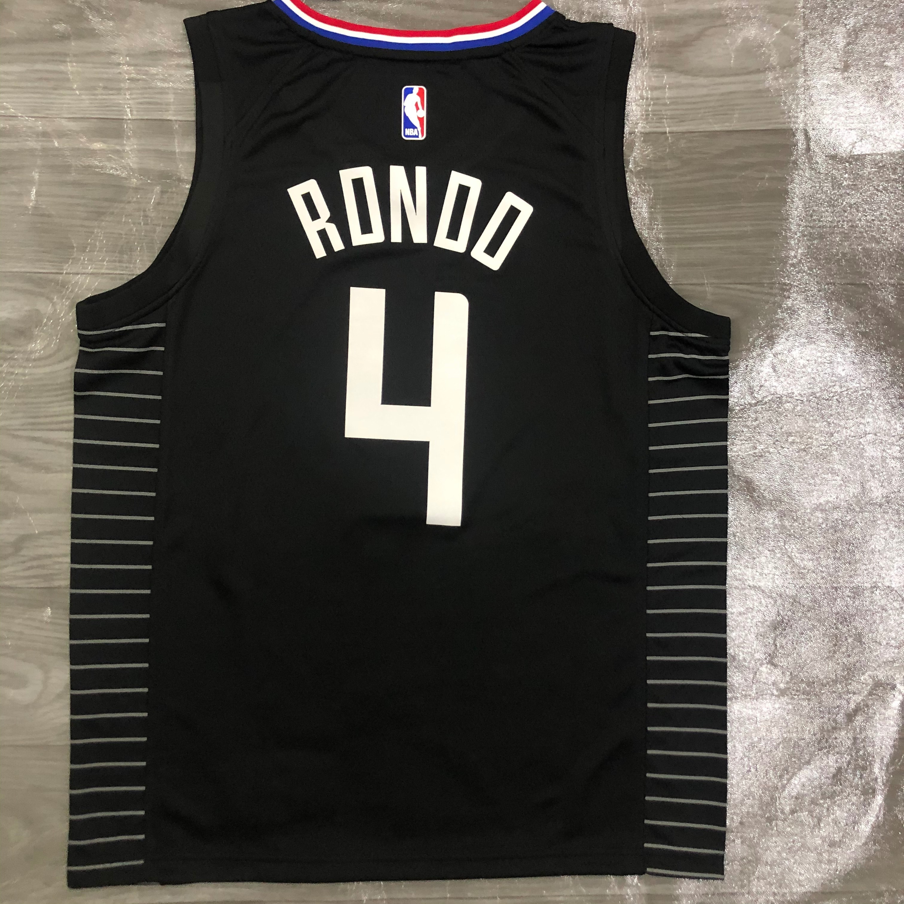 NBA Men Season 2021 Los Angeles Clippers Black City #4 RONDO Jersey with Jordan Logo High Quality Name and Number Print - leoleo123123