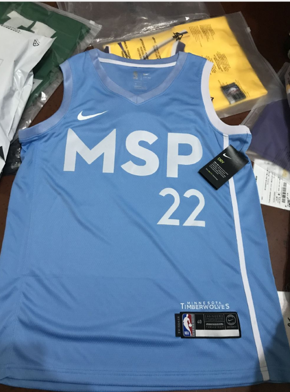 NBA Men Minnesota Timberwolves Light Blue City #22 WIGGINS Jersey High Quality Name and Number Print - leoleo123123