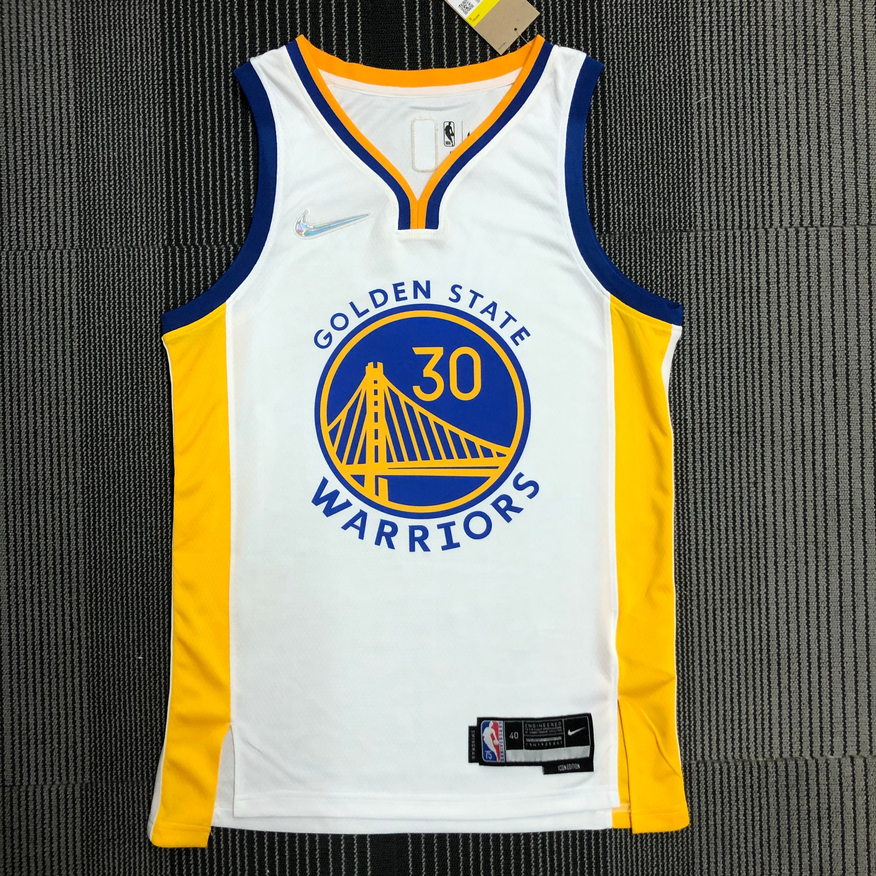 NBA Men 75th Anniversary Golden State Warriors White V-neck #2974 CURRY Jersey High Quality Name and Number Print - leoleo123123
