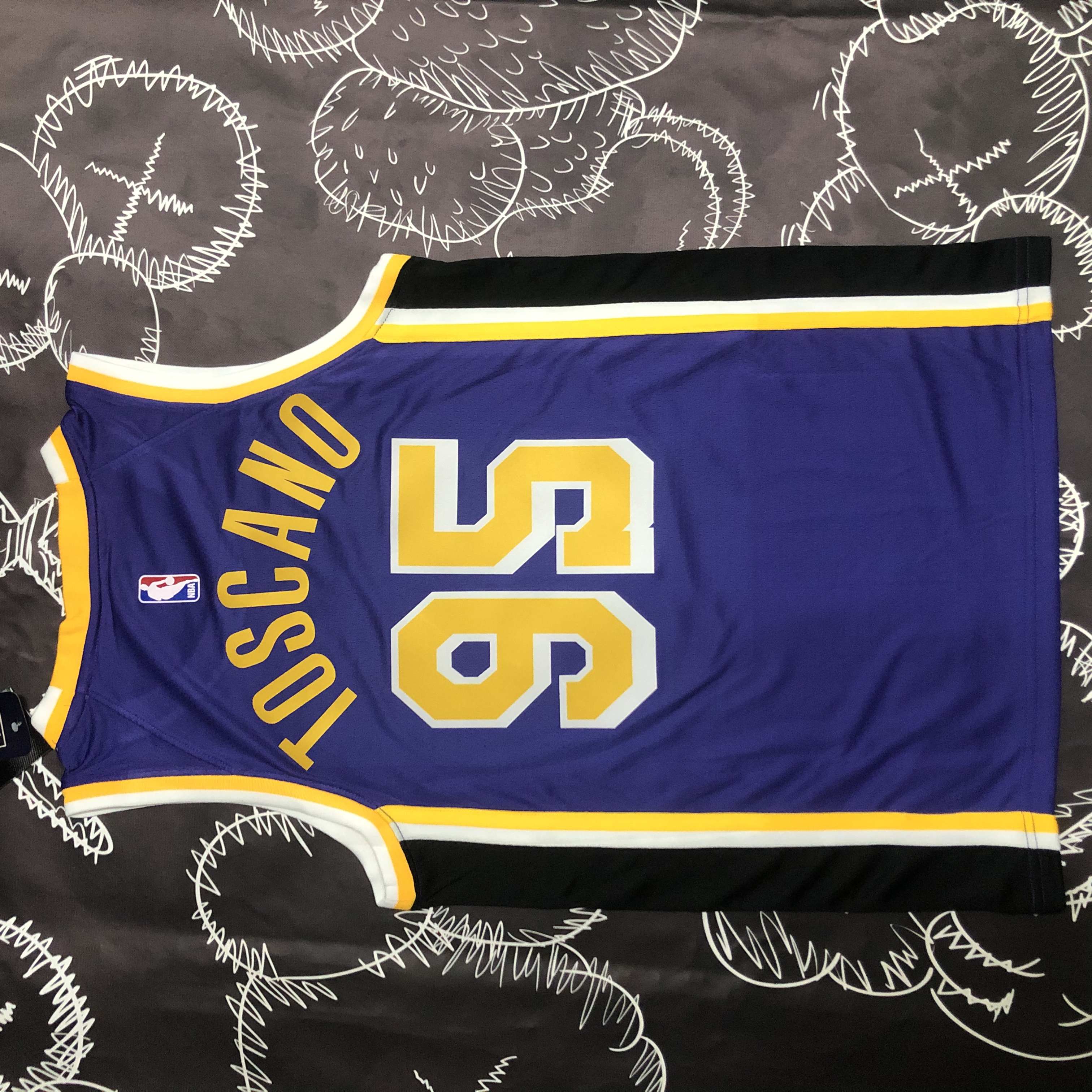 NBA Season 2022 75th Anniversary Los Angeles Lakers with Jordan Logo Purple Round Neck #95 TOSCANO Jersey High Quality Name and Number Print - leoleo123123