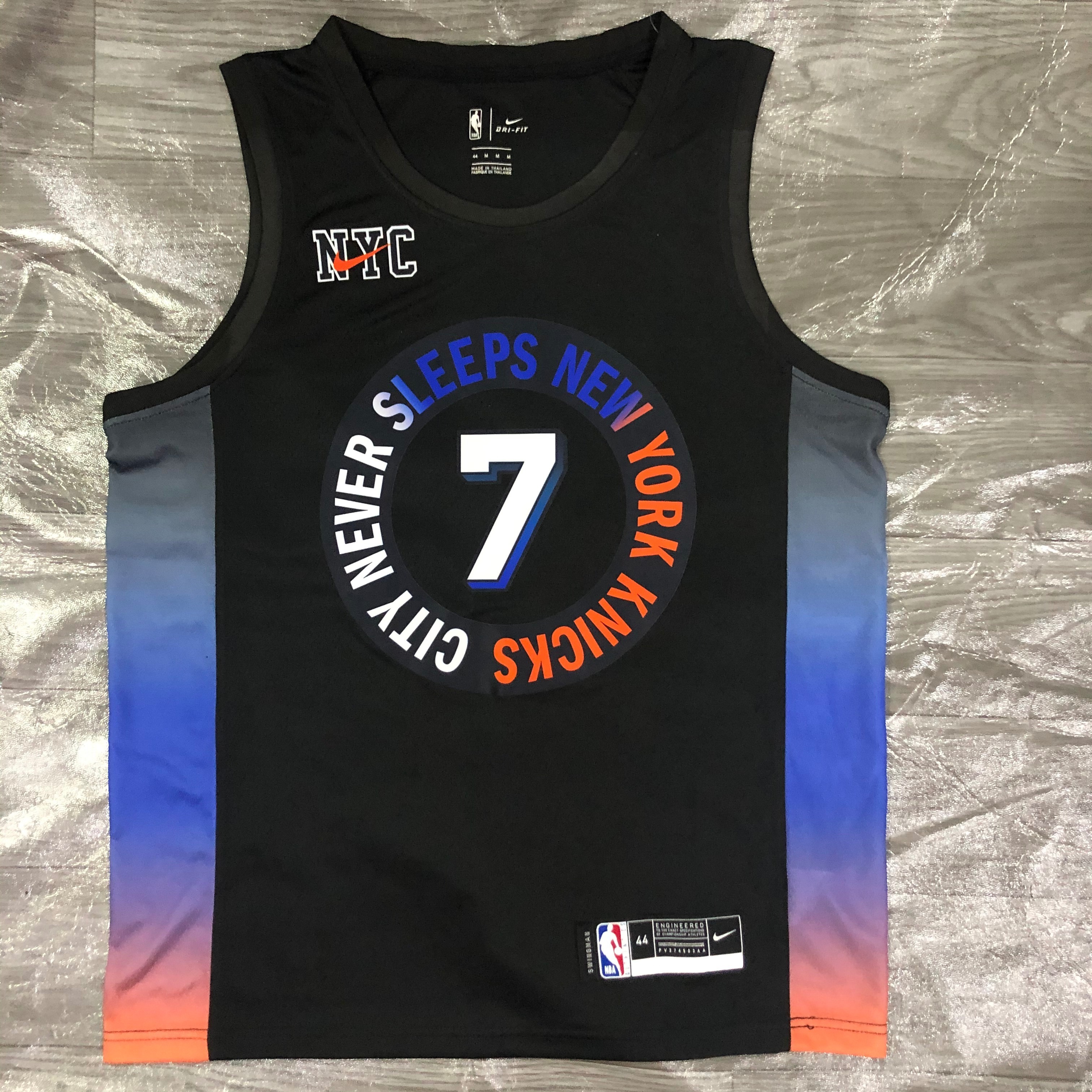 NBA Season 2021 Men New York Knicks Black #7 ANTHONY Jersey High Quality Name and Number Print - leoleo123123