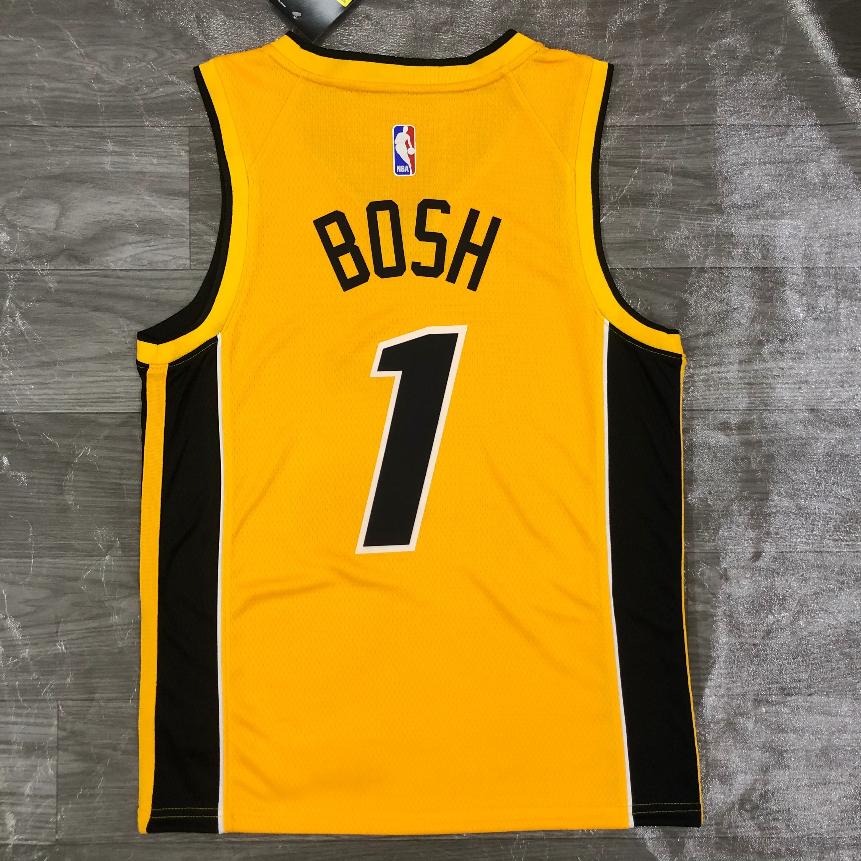 NBA Men Season 2021 Miami Heat Yellow Award Version #1 BOSH Jersey High Quality Name and Number Print - leoleo123123