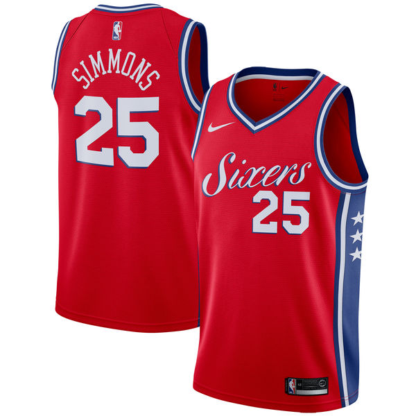 NBA Men Philadelphia 76ers Red #25 SIMMONS Jersey High Quality Name and Number Print - leoleo123123
