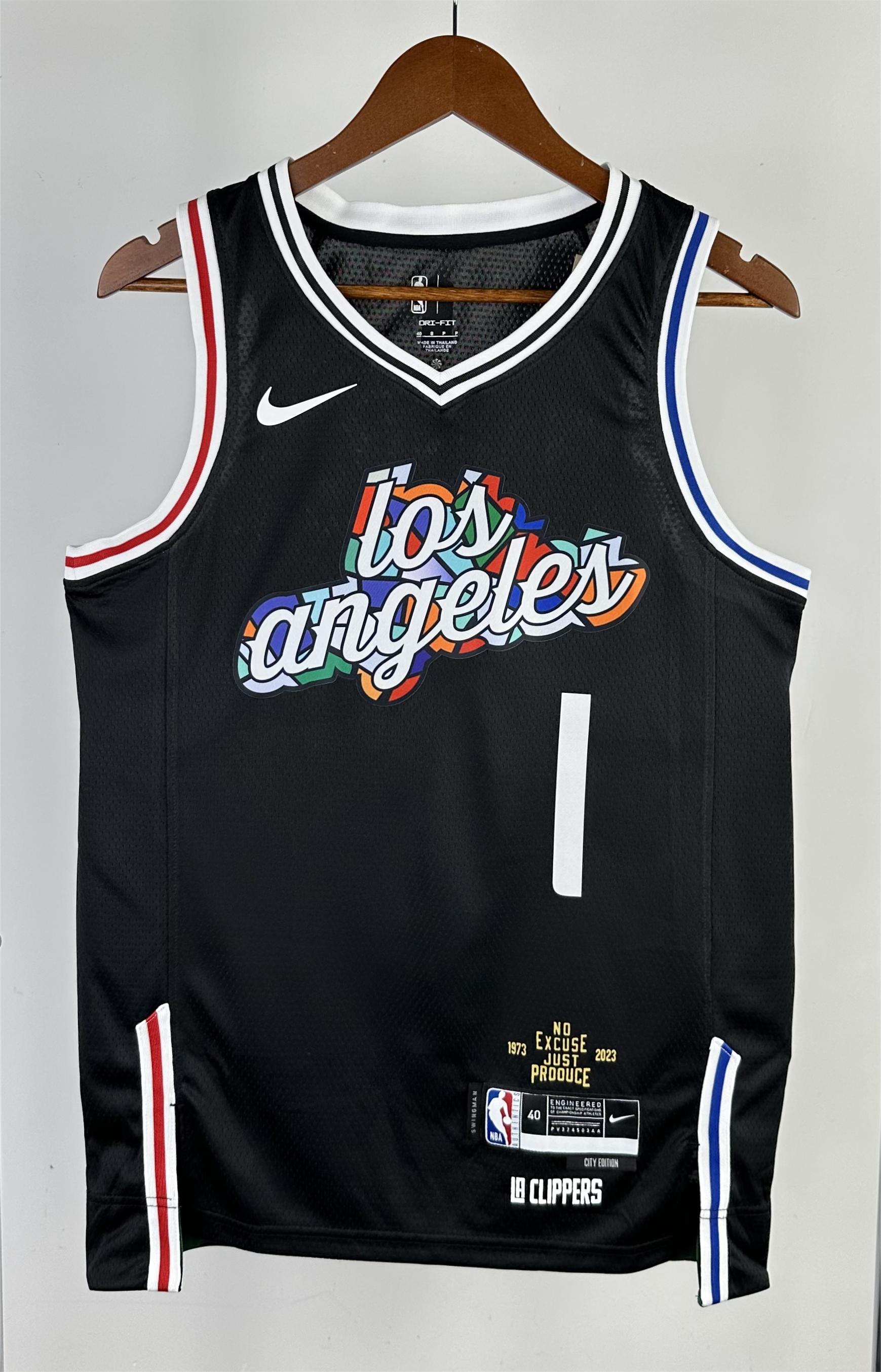 NBA Men Season 2023 Los Angeles Clippers Black City Edition #1 HARDEN Jersey High Quality Name and Number Print - leoleo123123