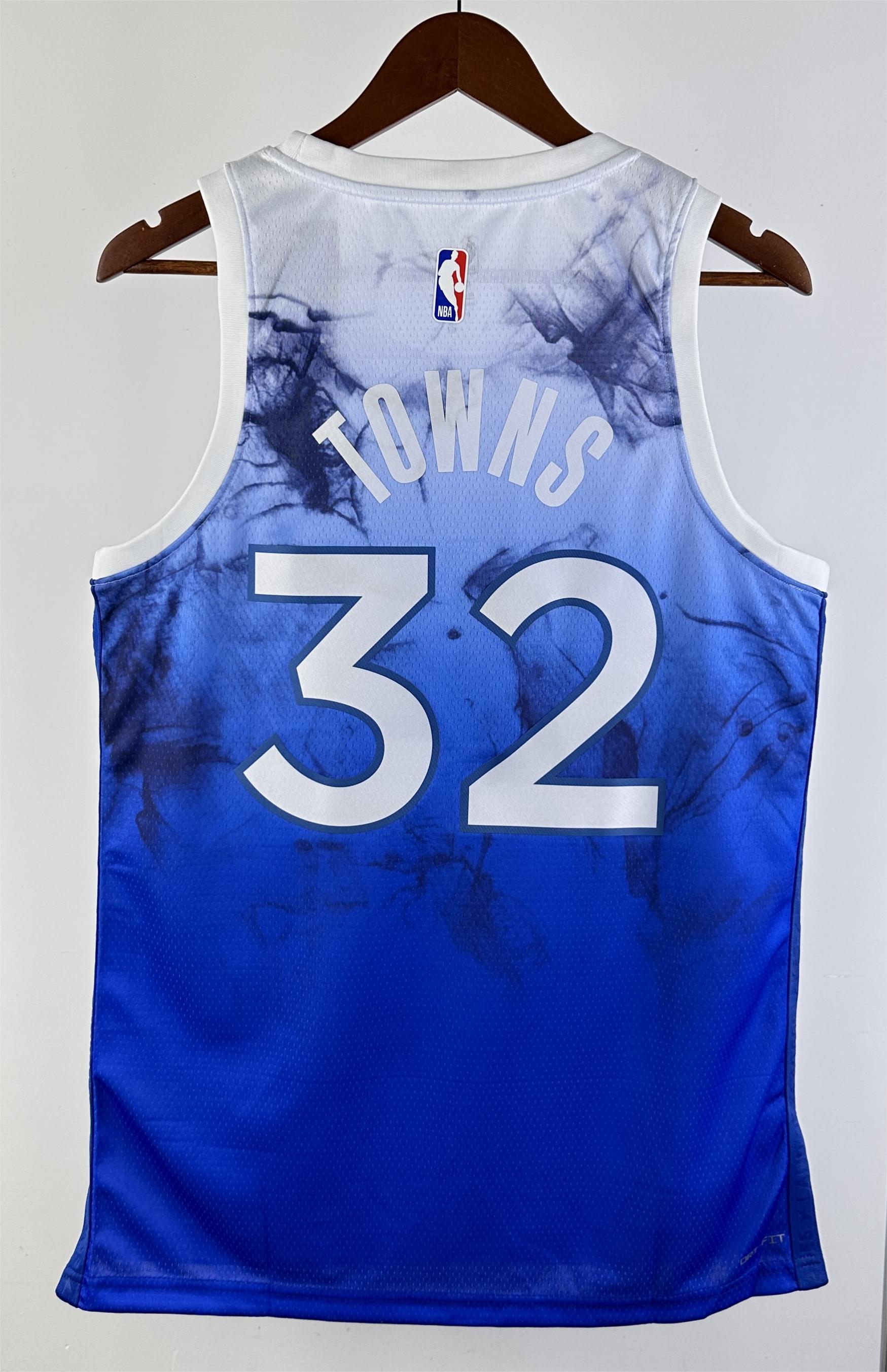 NBA Men 2024 Minnesota Timberwolves City Edition Blue #32 TOWNS Jersey High Quality Name and Number Print - leoleo123123