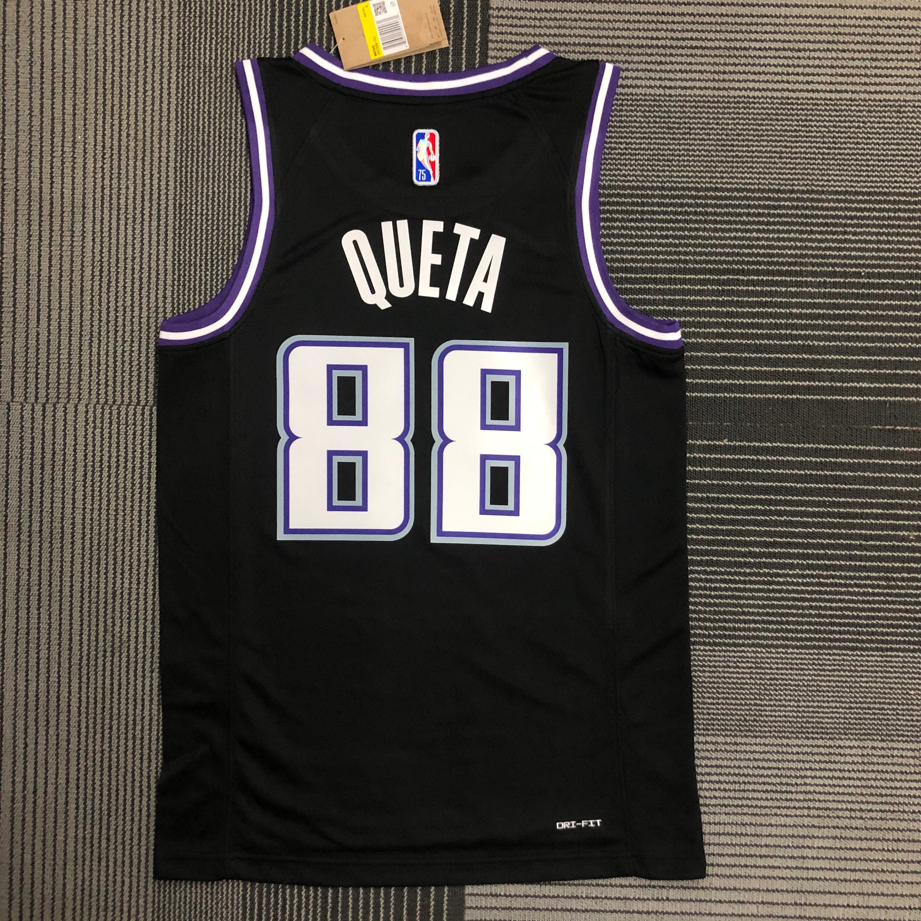 NBA 75th Anniversary Season 2022 Sacramento Kings Black #88 QUETA Jersey High Quality Name and Number Print - leoleo123123