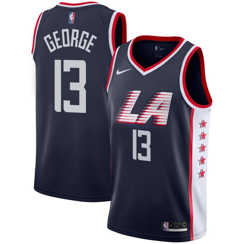 NBA Men Los Angeles Clippers Dark Blue City #13 GEORGE Jersey High Quality Name and Number Print - leoleo123123