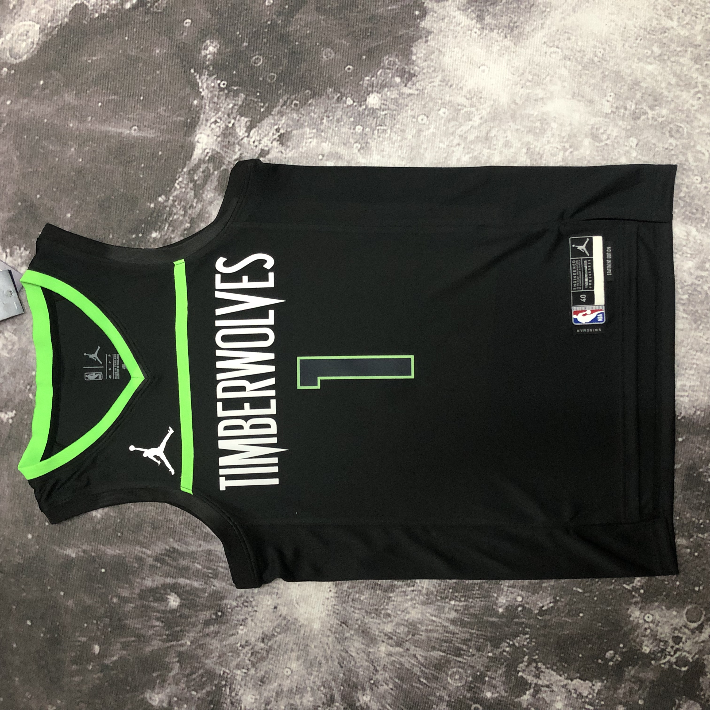 NBA Men Season 2023 Minnesota Timberwolves Black with Jordan Logo #1 EDWARDS Jersey High Quality Name and Number Print - leoleo123123