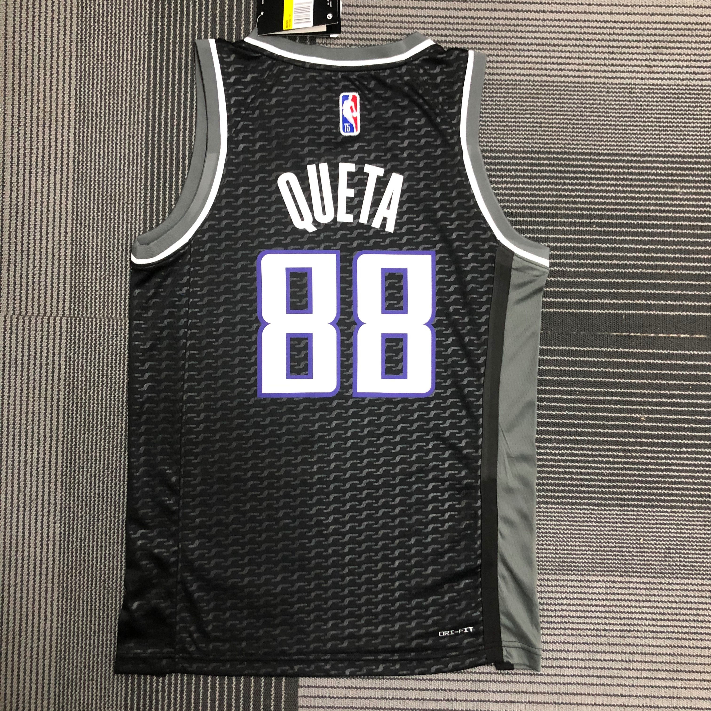 NBA Jordan Logo Sacramento Kings Black #88 QUETA Jersey High Quality Name and Number Print - leoleo123123