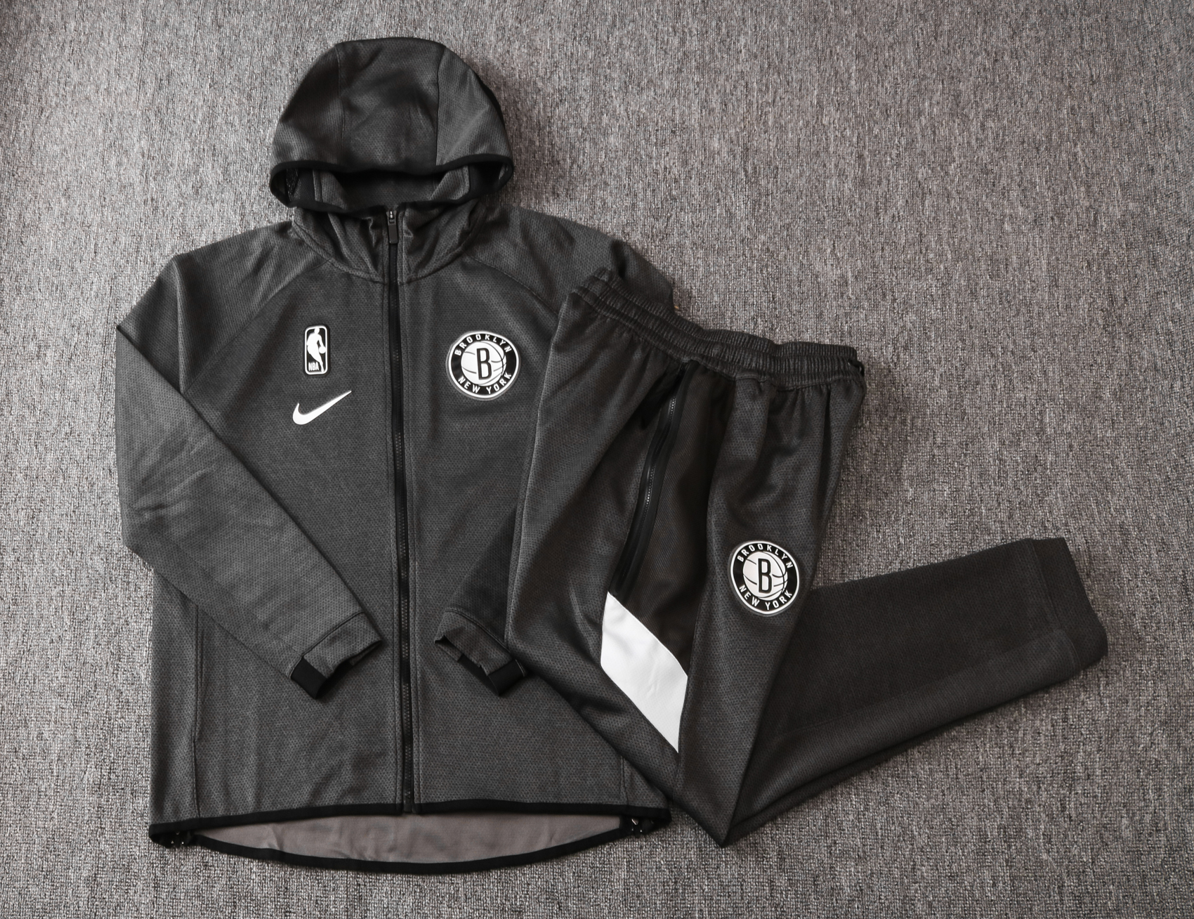 NBA Brooklyn Nets Dark Grey with Cap Jacket Tracksuit High Quality - leoleo123123
