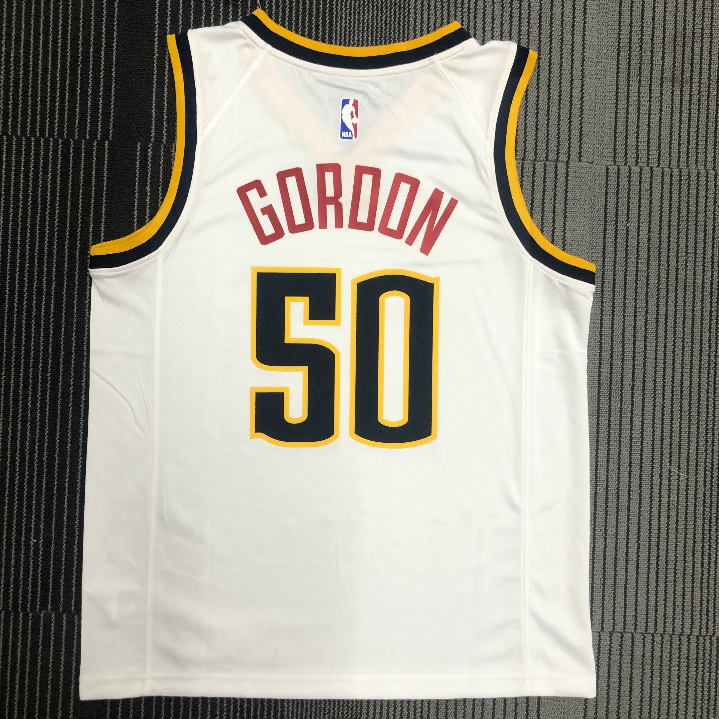 NBA Men Denver Nuggets White #50 GORDON Jersey High Quality Name and Number Print - leoleo123123