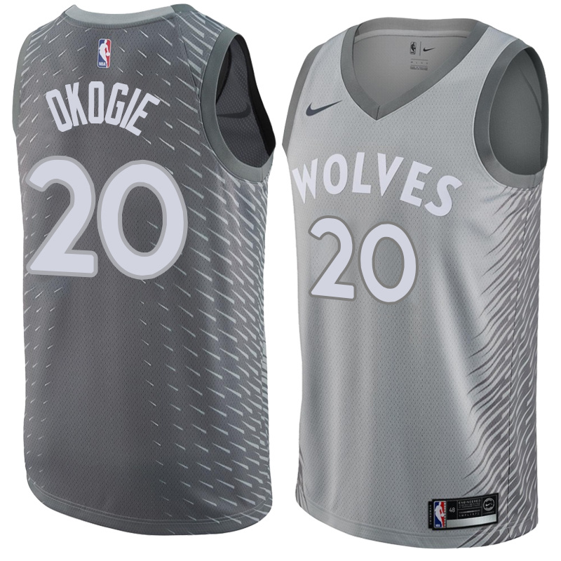 NBA Men Minnesota Timberwolves Grey City #20 OKOGIE Jersey High Quality Name and Number Print - leoleo123123