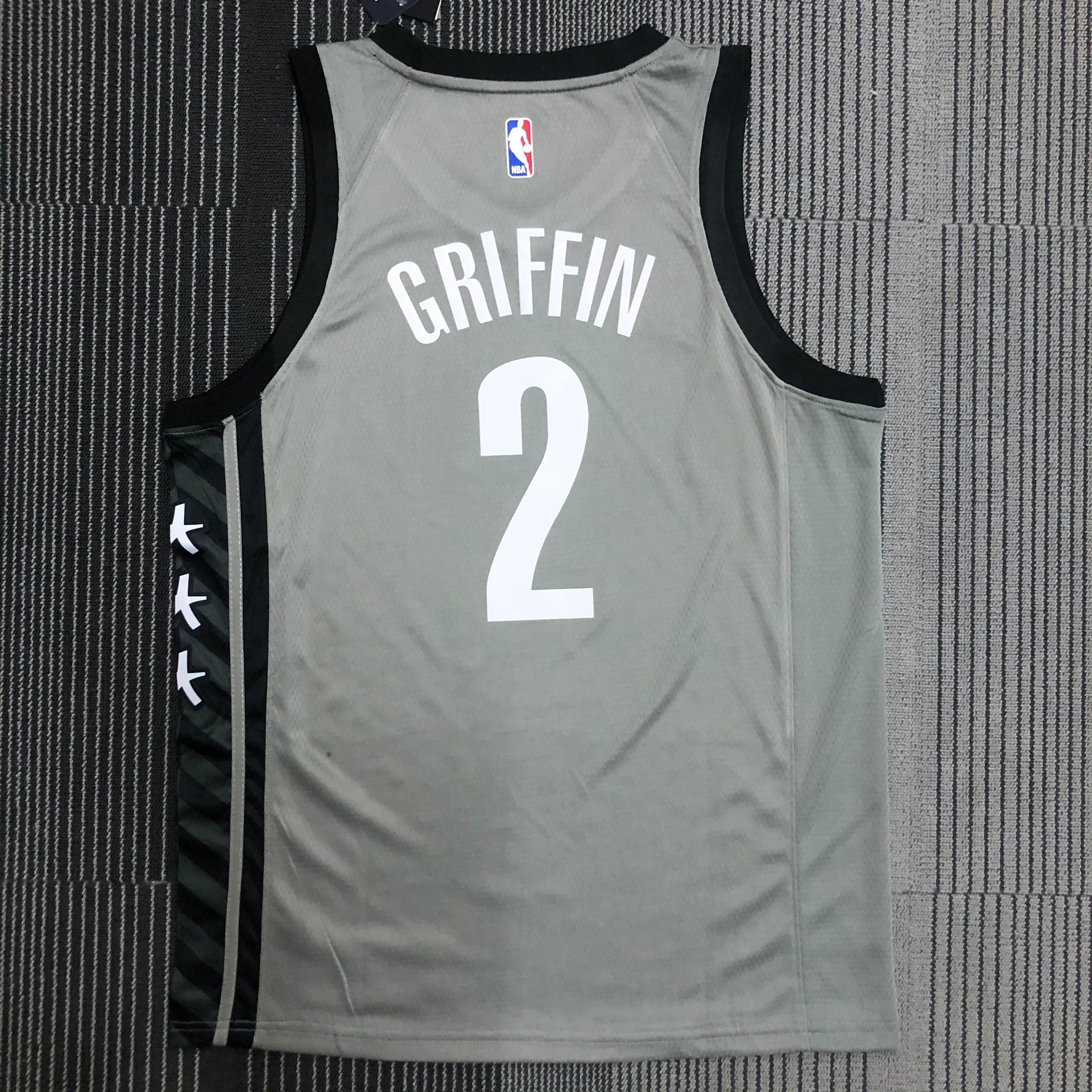 NBA Men 75th Anniversary Brooklyn Nets Grey with Jordan Logo #2 GRIFFIN Jersey High Quality Name and Number Print - leoleo123123