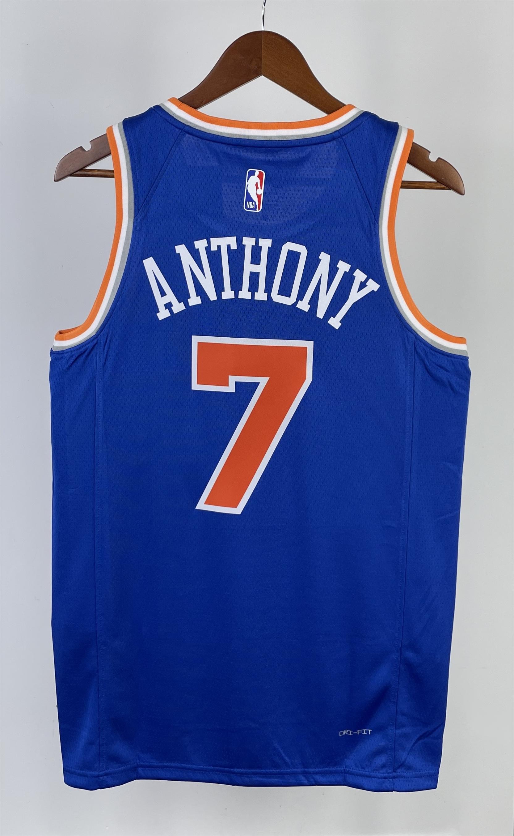 NBA Men 2023 New York Knicks Blue #7 ANTHONY Jersey High Quality Name and Number Print - leoleo123123