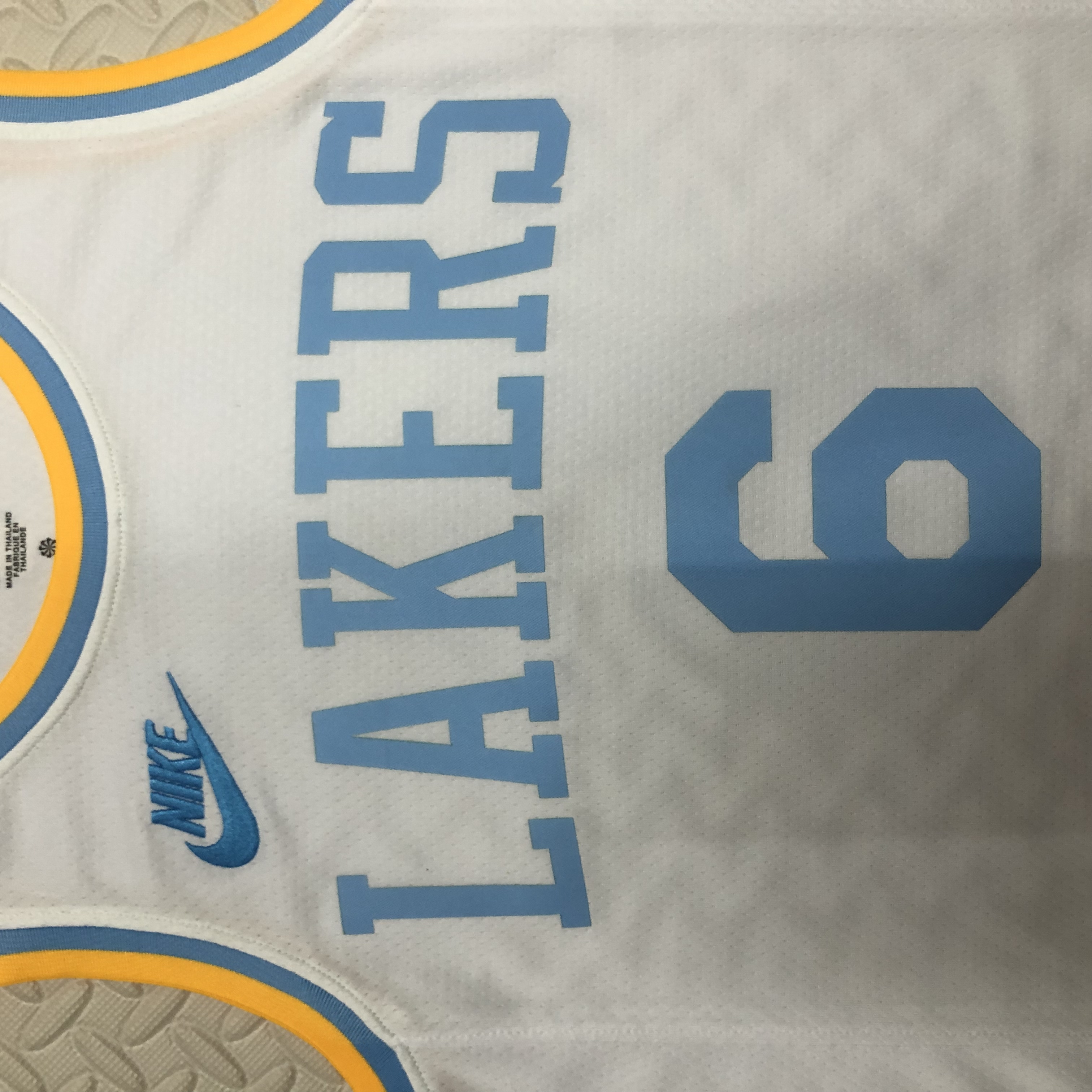 NBA Men Season 2023 Los Angeles Lakers White Retro Round Neck #6 JAMES Jersey High Quality Name and Number Print - leoleo123123