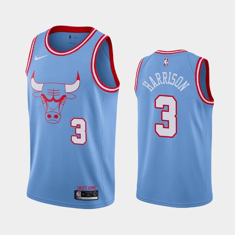 NBA Men Chicago Bulls 19-20 Season Light Blue #3 HARRISON Jersey High Quality Name and Number Print - leoleo123123