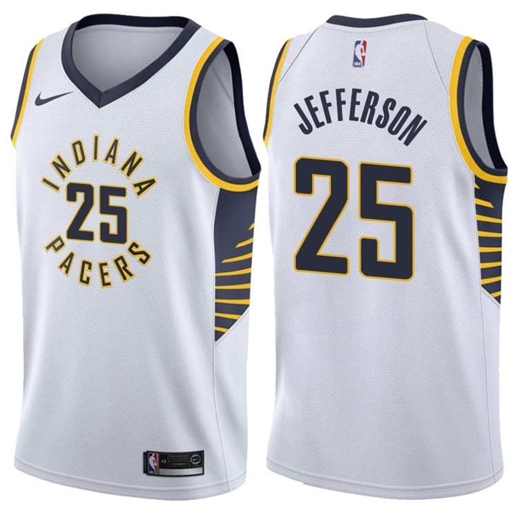 NBA Men Indiana Pacers White #25 JEFFERSON Jersey High Quality Name and Number Print - leoleo123123