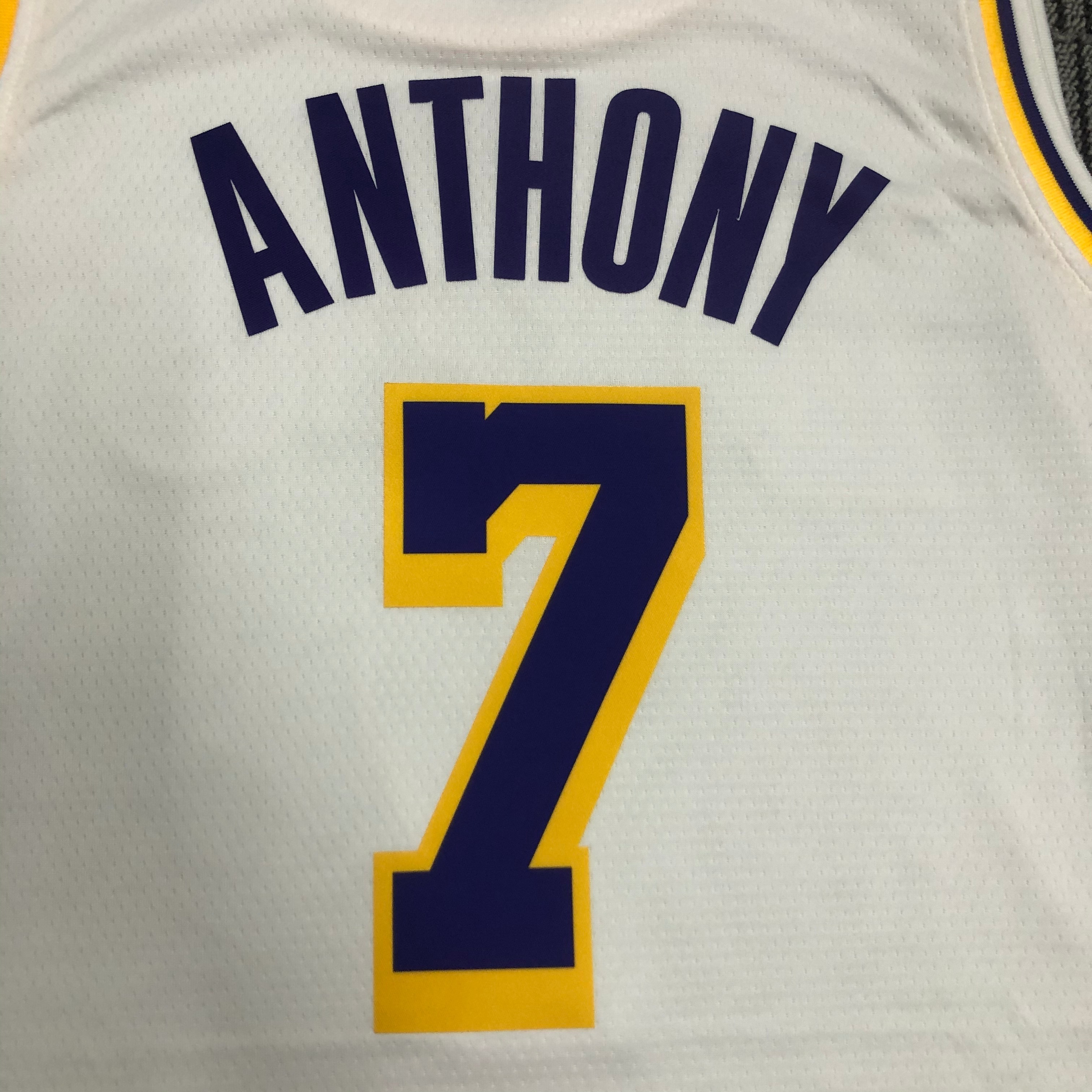 NBA Men Los Angeles Lakers #7 ANTHONY Retro White Round Neck Jersey High Quality Name and Number Print - leoleo123123