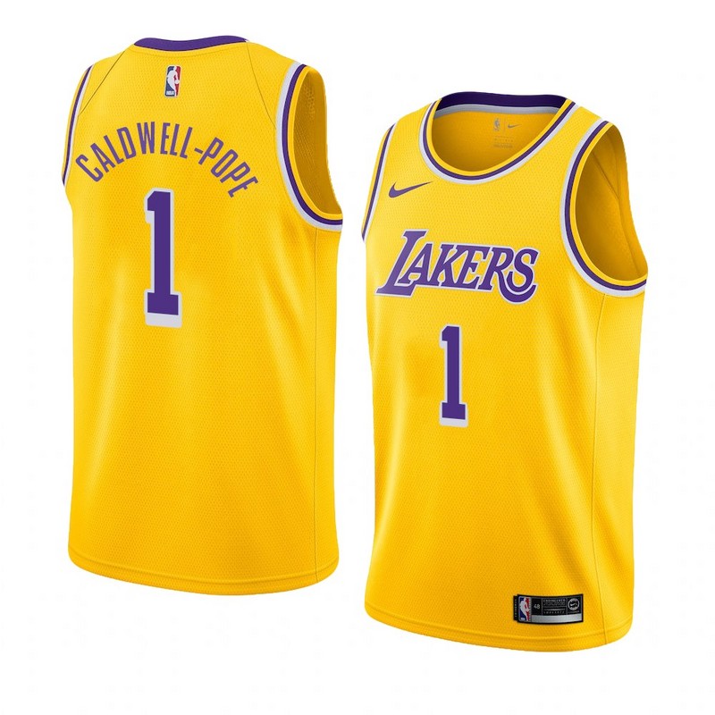 NBA Men Los Angeles Lakers Retro Yellow Round Neck #1 CALD WELL-POPE Jersey High Quality Name and Number Print - leoleo123123