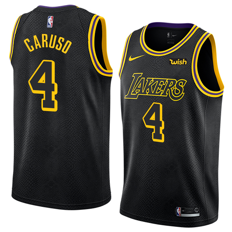 NBA Men Los Angeles Lakers Black #4 CARUSO Round Neck Jersey High Quality Name and Number Print - leoleo123123