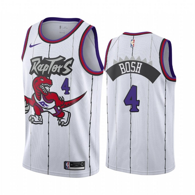 NBA Men Toronto Raptors Classical White #4 BOSH Jersey with Drangon High Quality Name and Number Print - leoleo123123