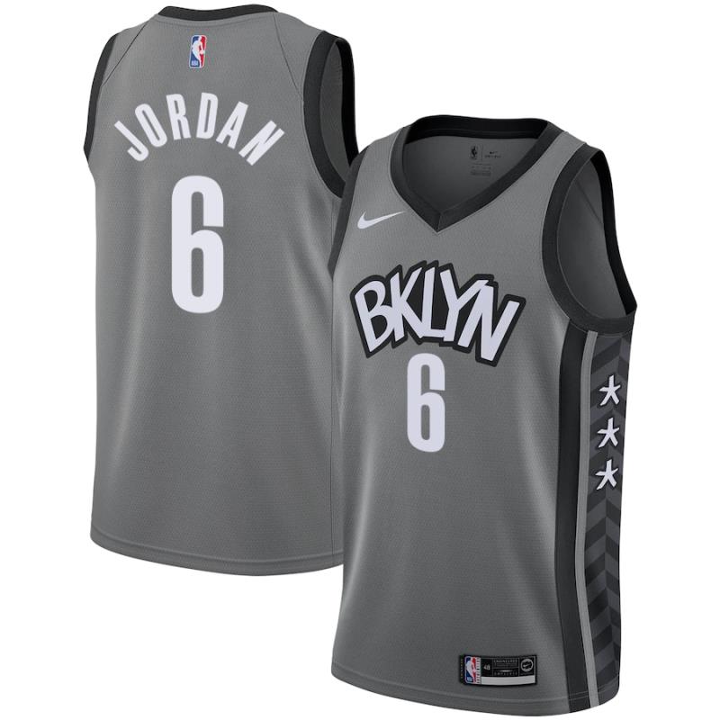NBA Men New Brooklyn Nets Grey City #6 JORDAN Jersey High Quality Name and Number Print - leoleo123123