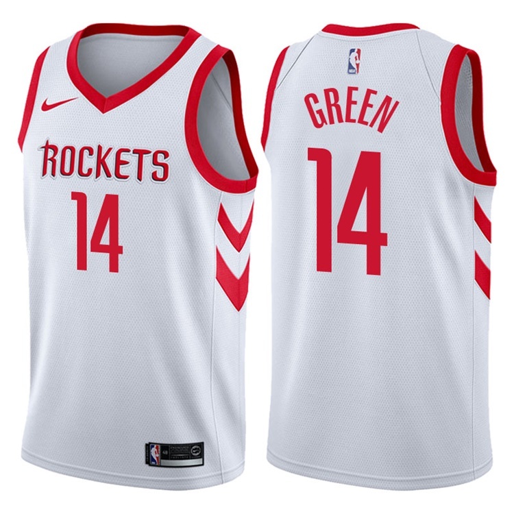 NBA Men Houston Rockets White #14 GREEN Jersey High Quality Name and Number Print - leoleo123123