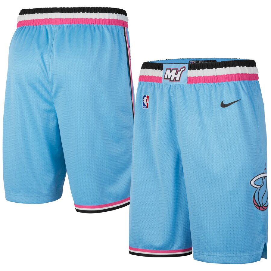 NBA Men Miami Heat Blue City Pant Short High Quality Name and Number Print - leoleo123123