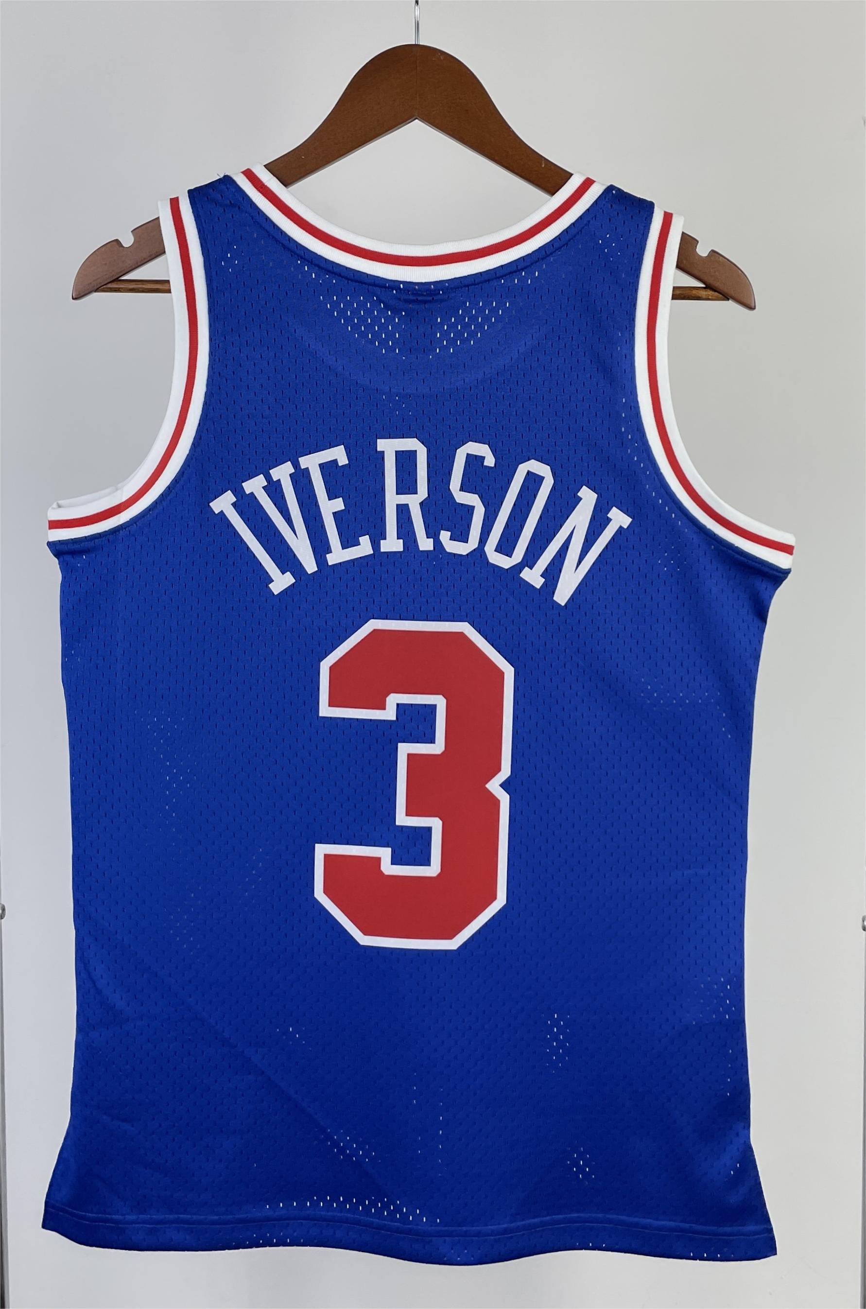 NBA Men 96-97 Youth Philadelphia 76ers Blue #3 IVERSON Classics Swingman Jersey - leoleo123123